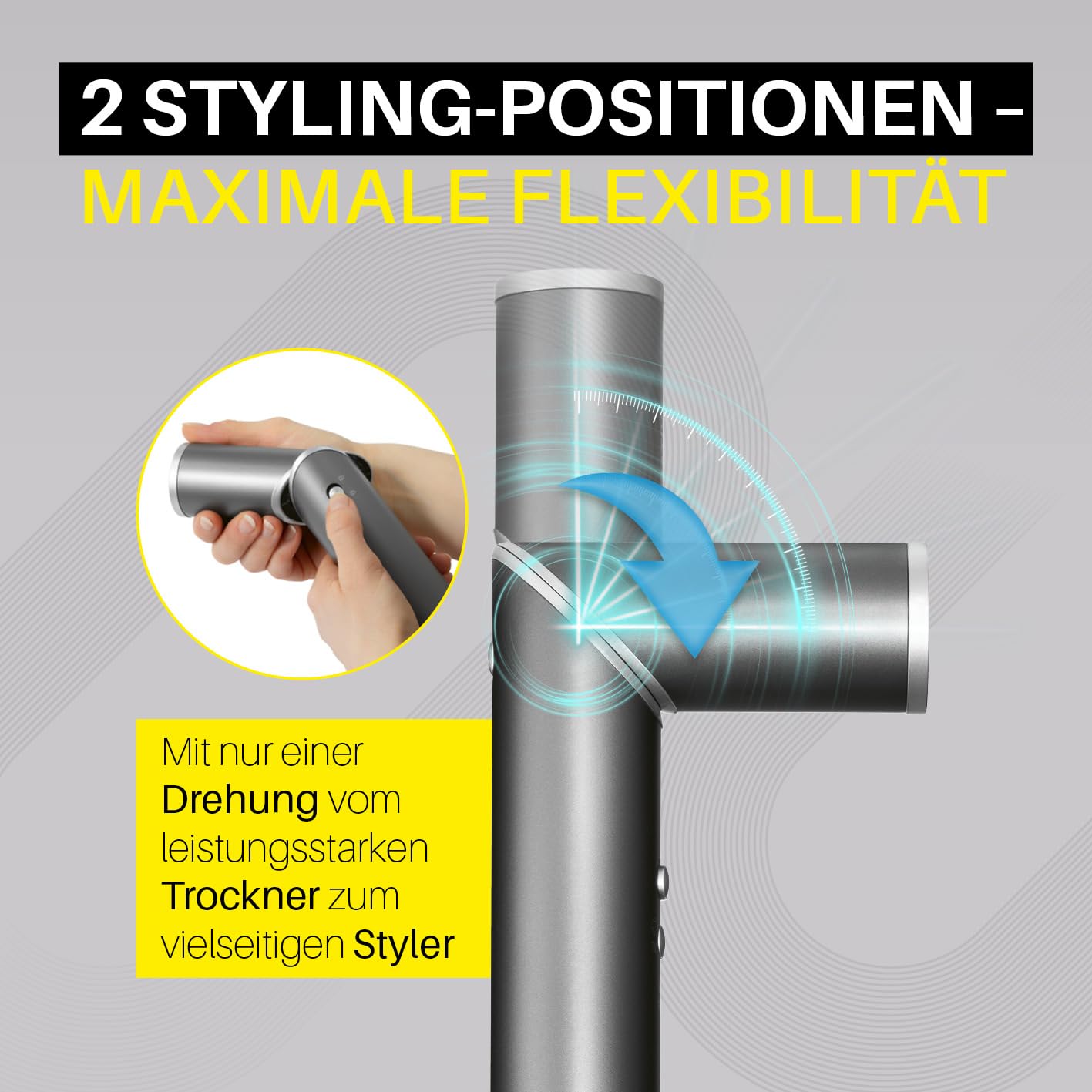 STYLE & SHINE by VITALmaxx Hairstyler Flex, 1500W | Air Curler, Lockenstab & Glätteisen in einem | 5 Aufsätze & 3 Temperaturstufen| ersetzt Lockenwickler | mit Memory-Funktion & 1,8 m Kabel