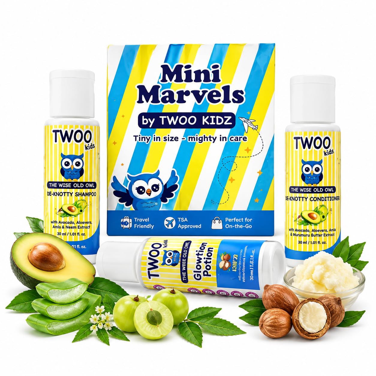 TWOO Professional Mini Marvels Kit | Gentle Hair & Skincare Set for Kids | Includes De-Knotty Shampoo, Conditioner & Glowtion Lotion | Sulphate-Free, Paraben-Free, pH Balanced | Travel-Friendly-image-42