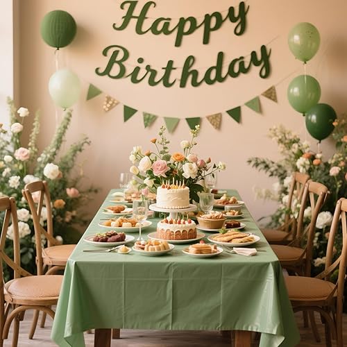 Miniatura 5 de Paquete de 4 manteles de plástico verde salvia, manteles rectangulares desechables de 54 x 108 pulgadas, impermeables, para novia, boda, fiesta de