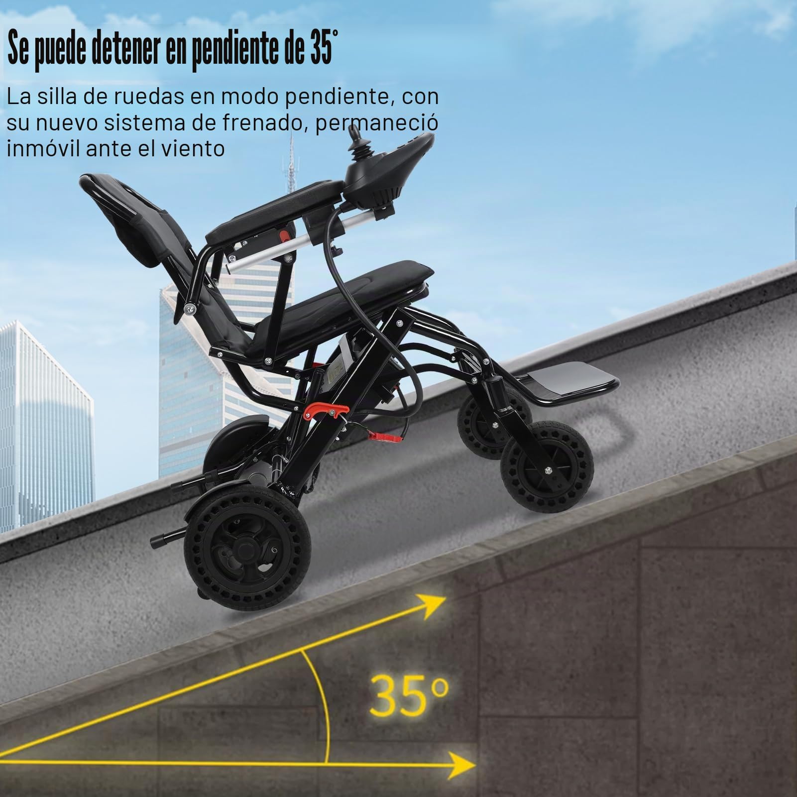Sillas de ruedas eléctricas ultraligeras de 12 pulgadas para adultos, silla de ruedas plegable ligera con pasamanos y reposapiés ajustables, viaje de 40 cm