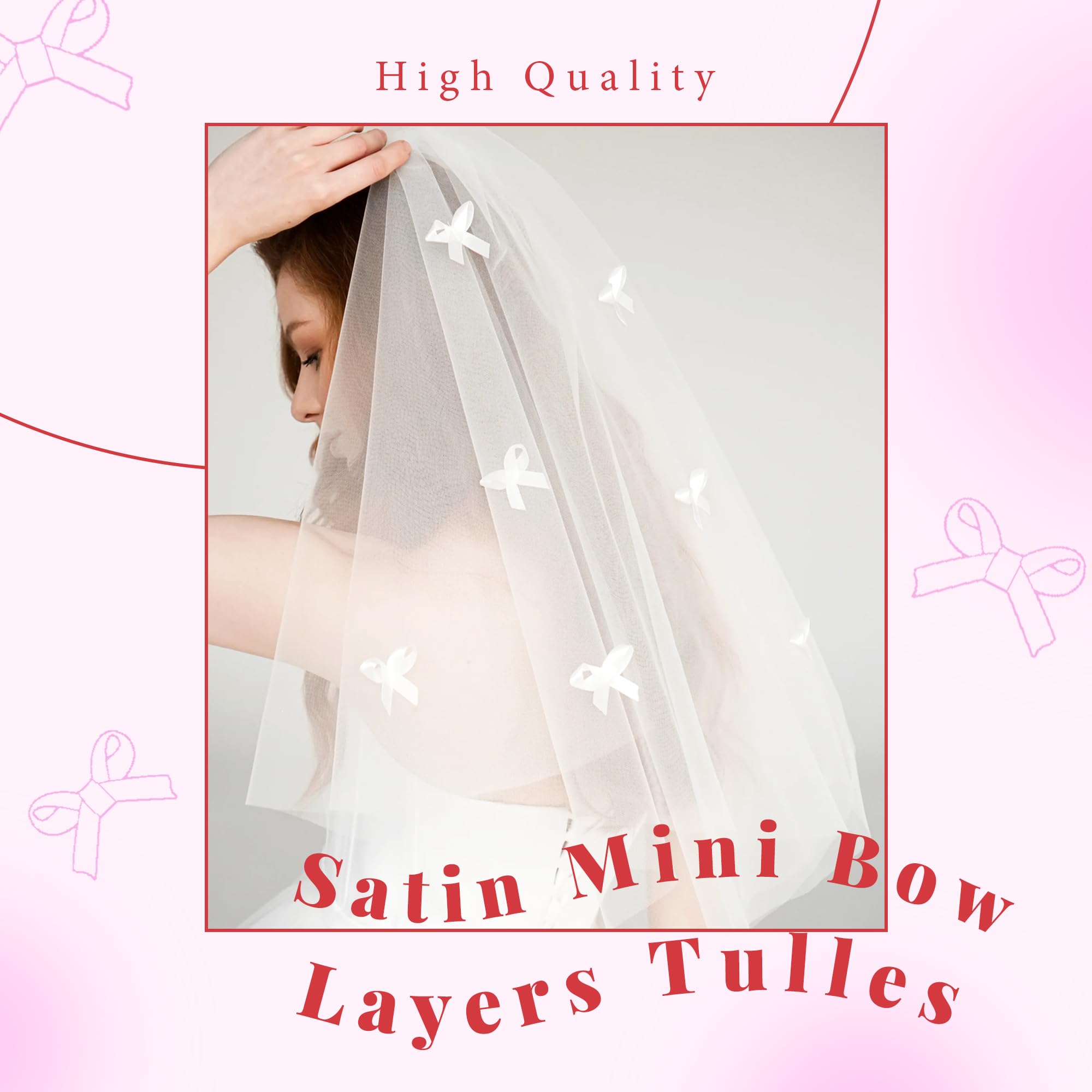 Amazon.com: YAEISM Mini Bow Veils Short White Wedding Hair 