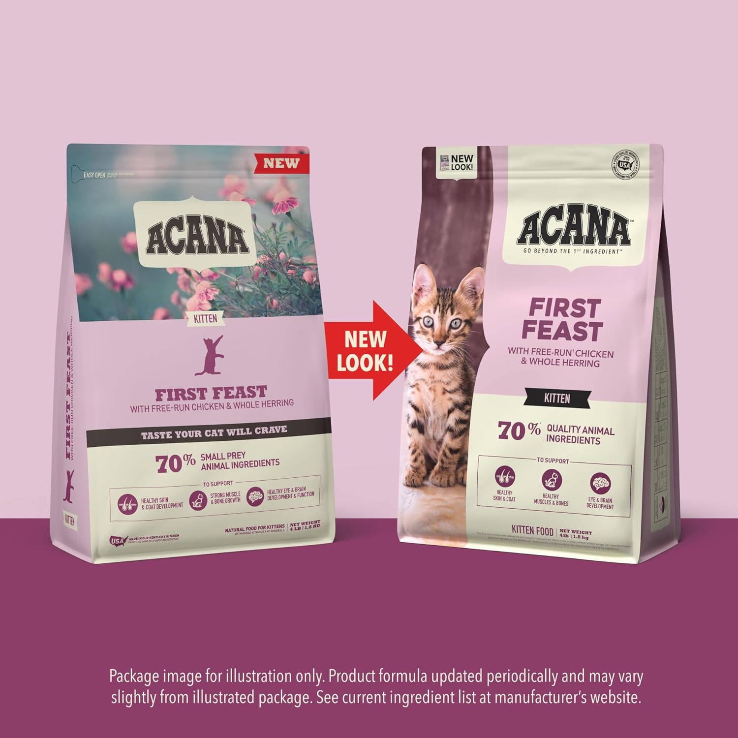 ACANA Dry Cat Food For Kittens First Feast Chicken and Fish 4lb Bag