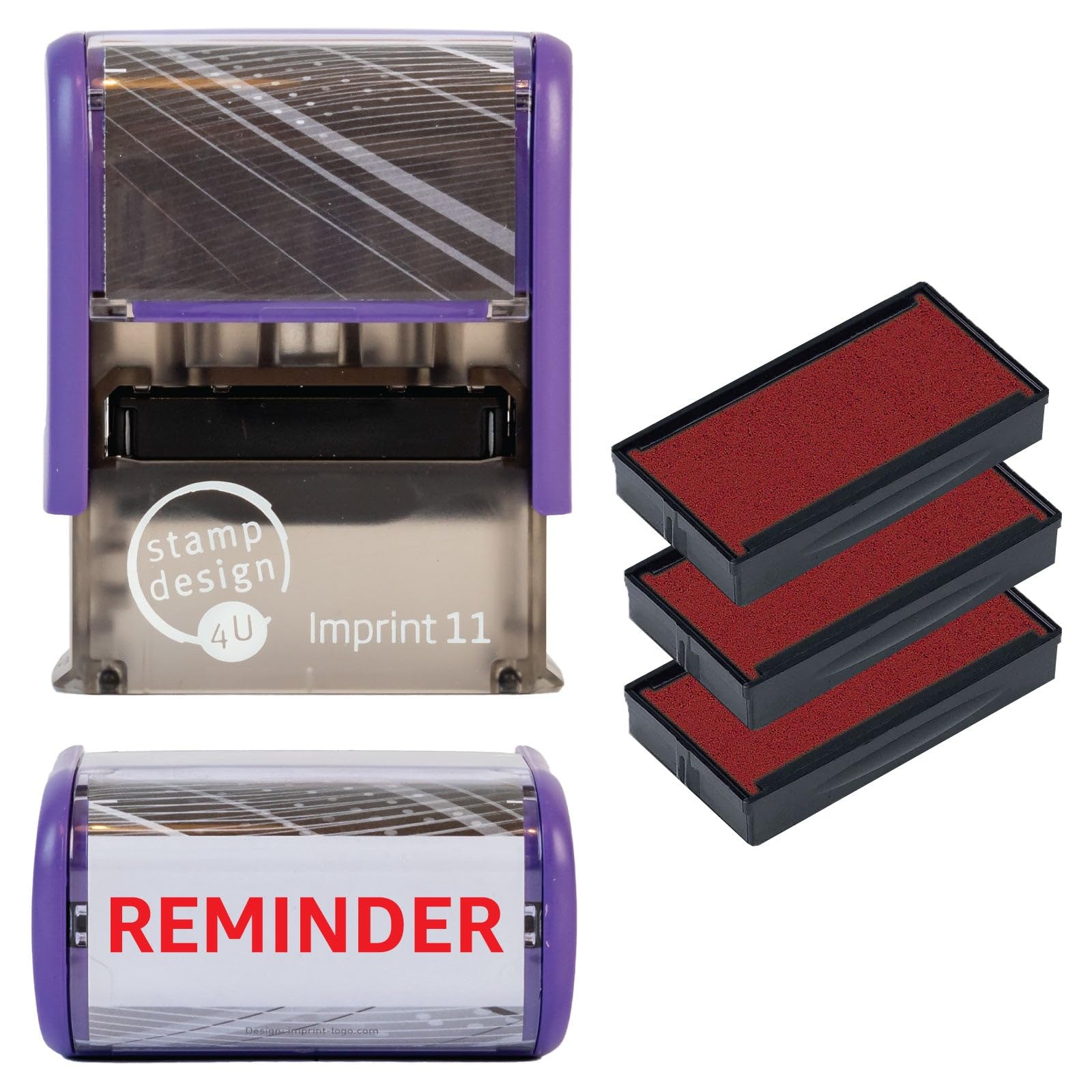 Reminder Self Inking Rubber Stamp for Stamping Your Reminder Documents - Red Reminder Stamp with 3 Extra Inkpad