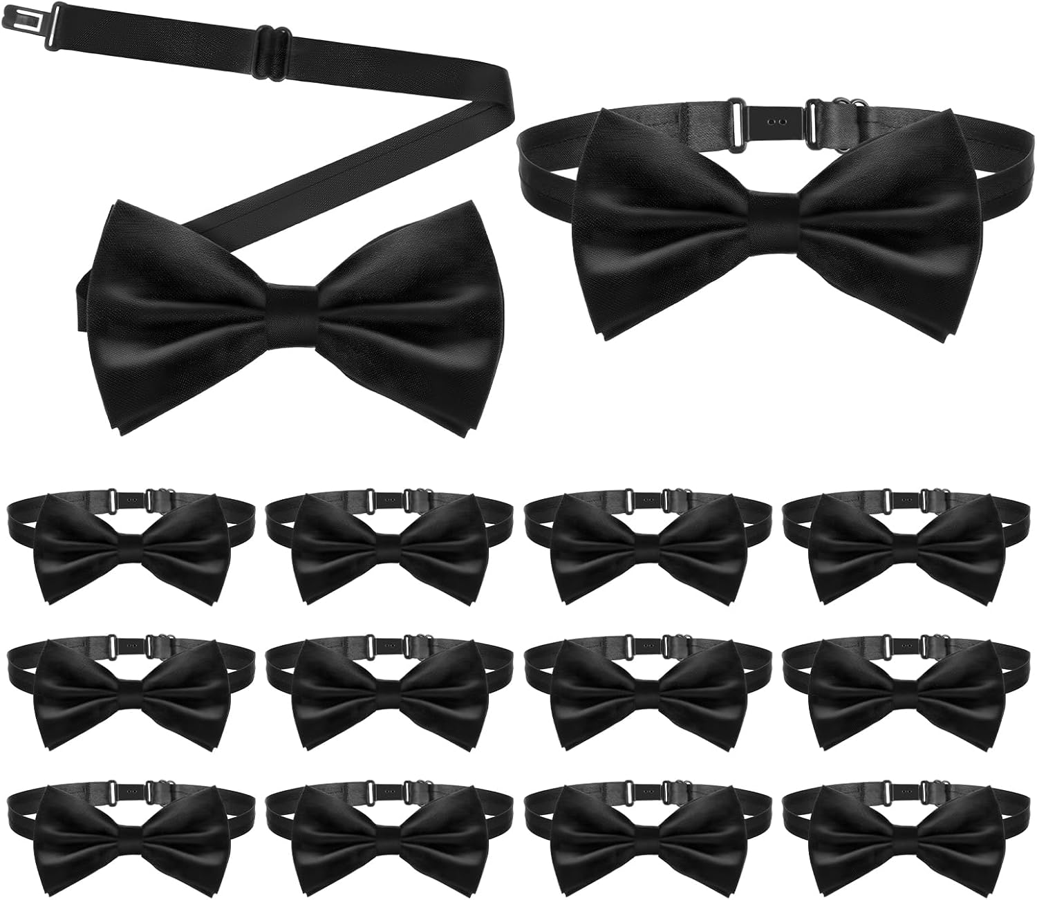 40 Pcs Bow Ties for Men Bulk, Black Pre Tied Satin Bowtie Formal Adjustable Clip On Bow for Men Party, Wedding, Costume
