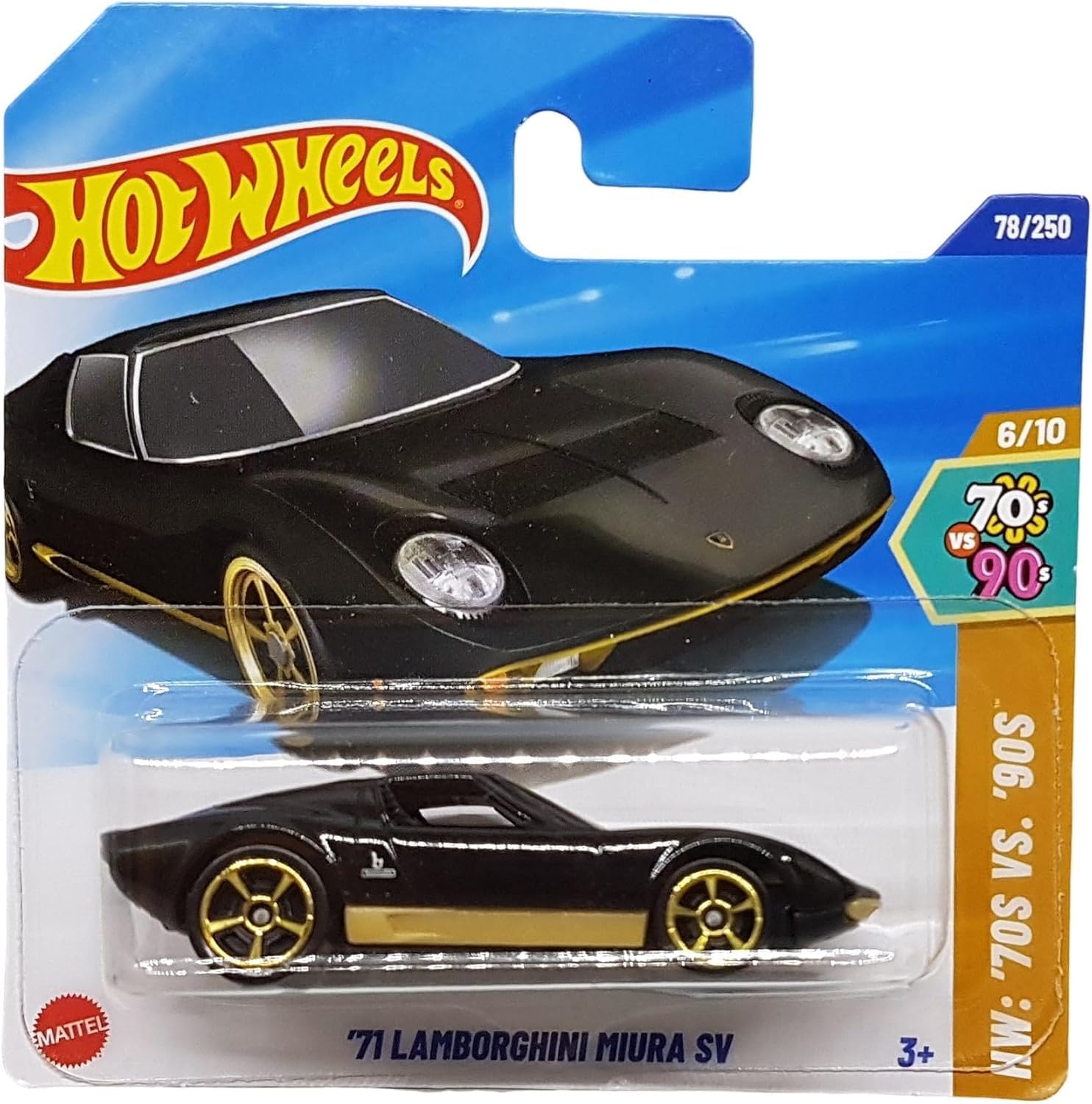 Hot Wheels - ´71 Lamborghini Miura SV - HW: ´70s vs. ´90s 6/10 - HYX73 - Short Card - Black Gold - Mattel 2025-1:64