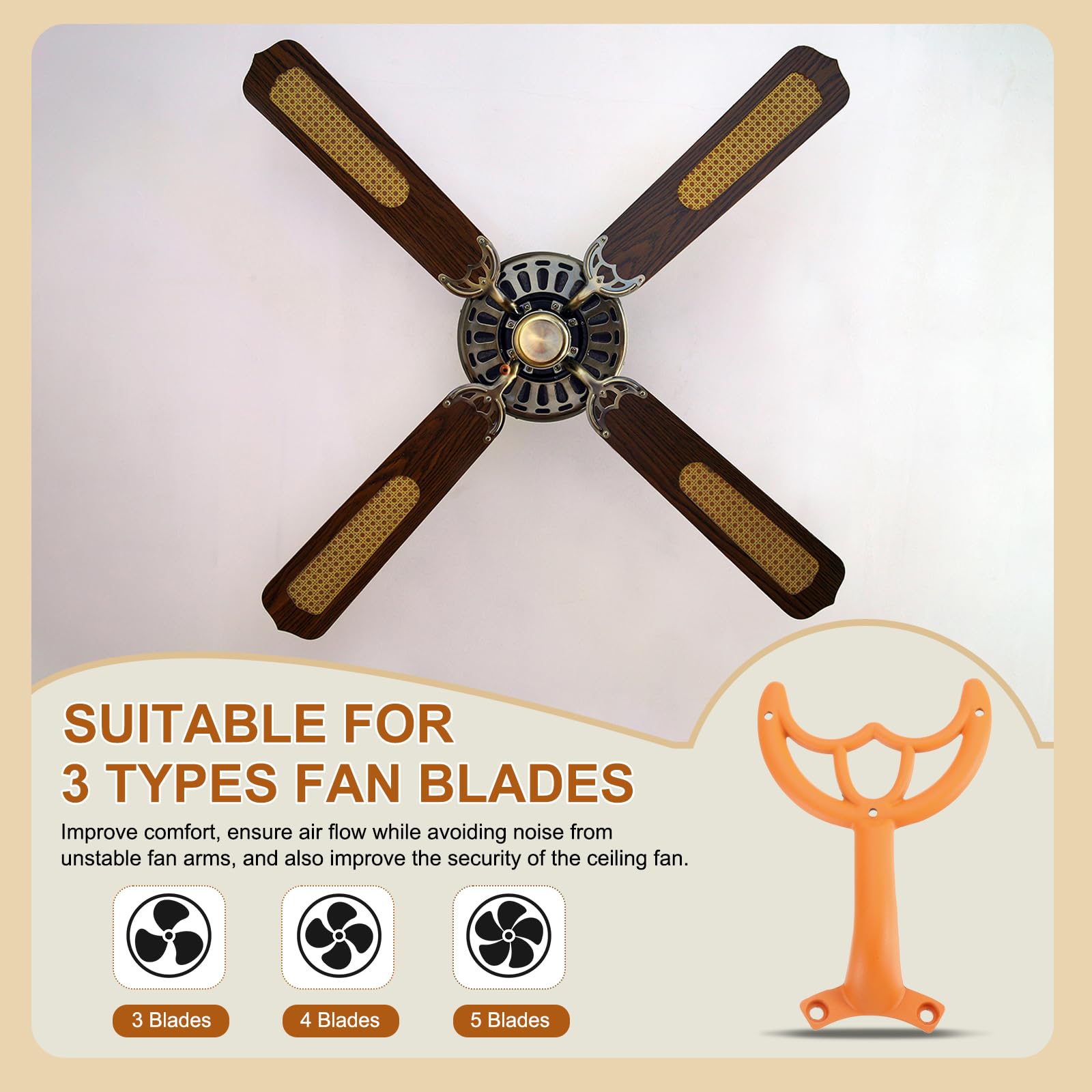 PATIKIL 5 Piezas Brazos De Aspas De Ventilador Color Naranja Oscuro.
