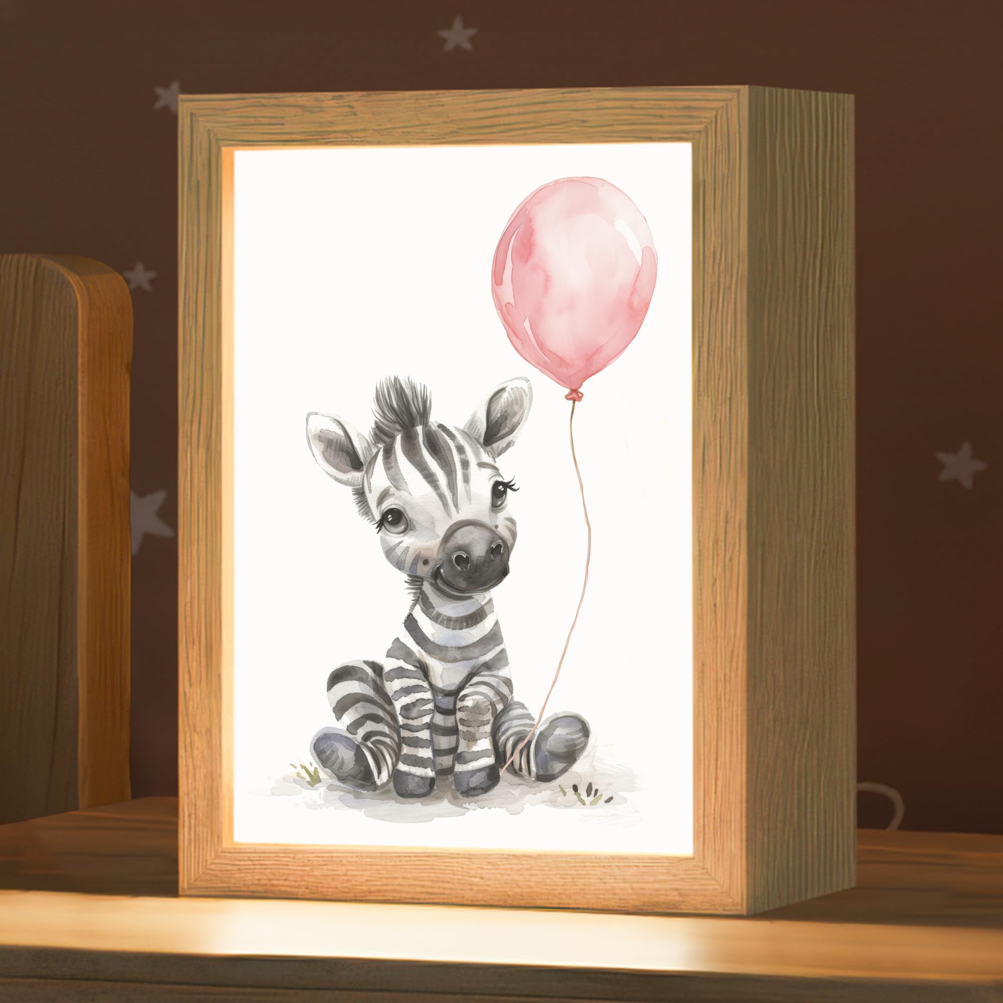 Nachtlichter & Schlummerleuchten Für Kinder 15x20 cm Baby Nachtlicht Nachttischlampe Jugendzimmer Zebra - Tiere - Rosa Luftballon