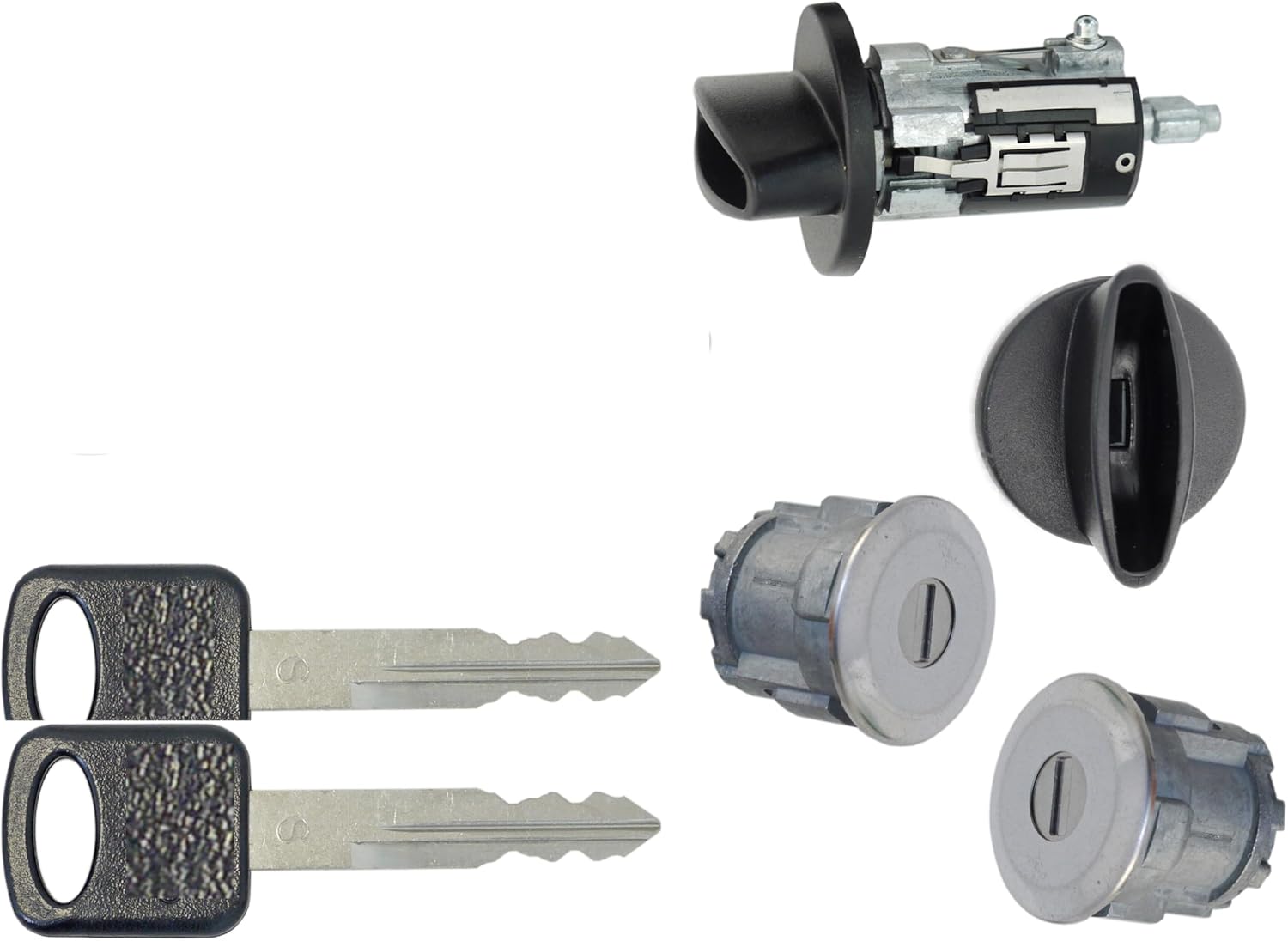 Ford Ignition Switch Lock Cylinder + Pair (2) Door Lock Cylinder W/2 Logo Keys LC6177 + DL5886