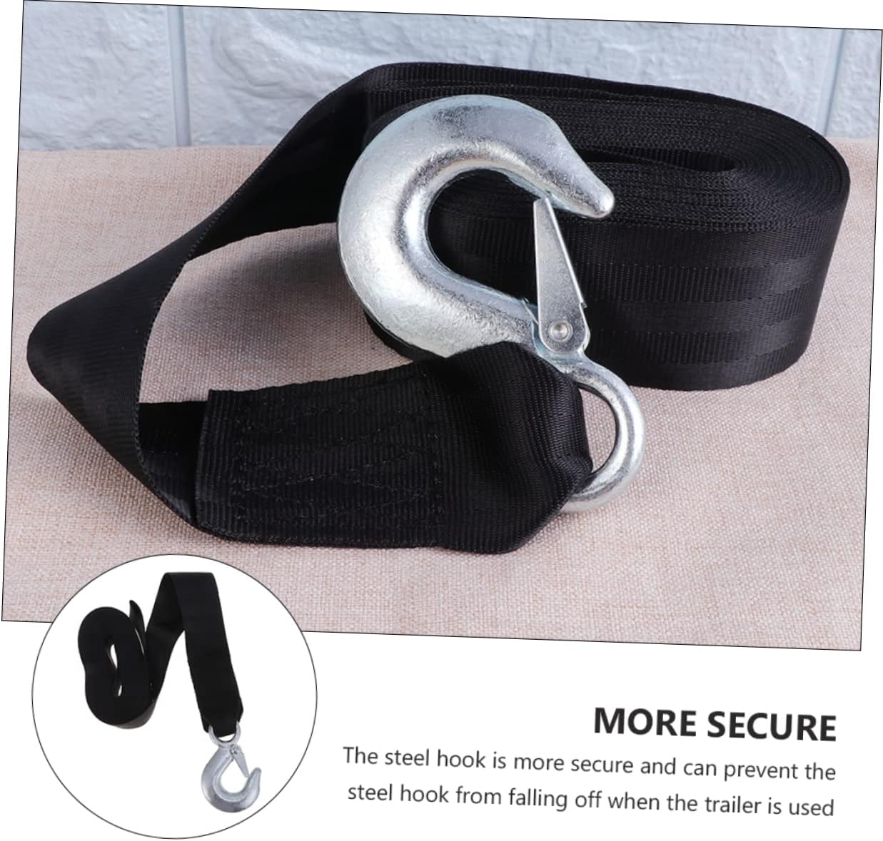 Trailer Winch Strap Heavy Duty Capacity Wide Towing Rope with Hook for Use for Boat Trailers and Emergency Pulling Tasks