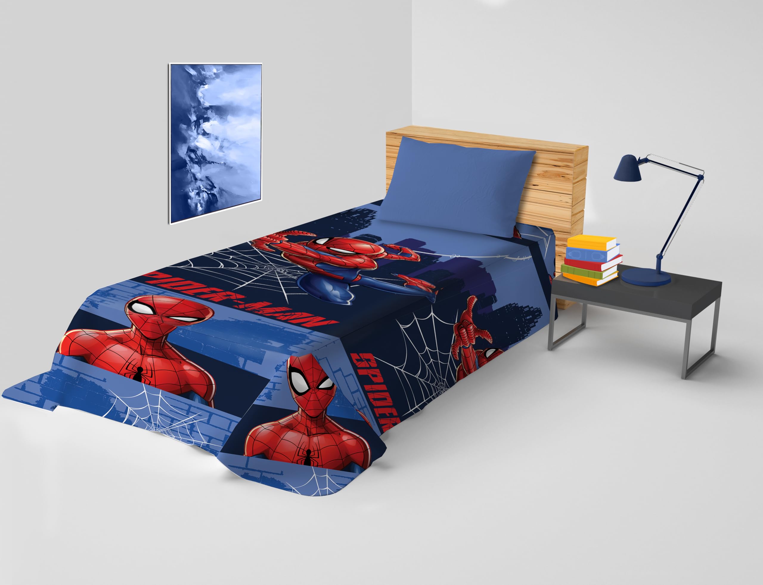 Spiderman – Single Bed Quilt Disney, Spring Non-Quilted Quilt, Single Bedspread for Children, 170 x 270 cm, 100% Cotton, Disney, Marvel