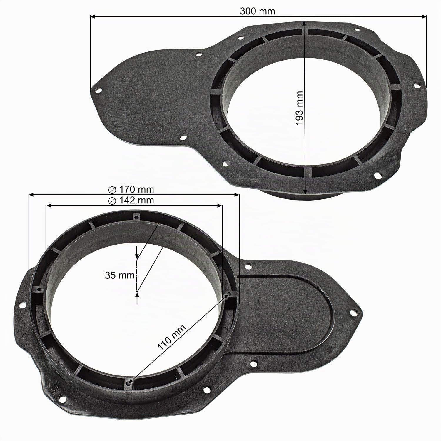 tomzz Audio 2857-021 Anneaux de Haut-parleurs Adaptateurs Supports compatibles avec VW Passat 3C CC Porte Avant pour Haut-parleurs DIN 165mm