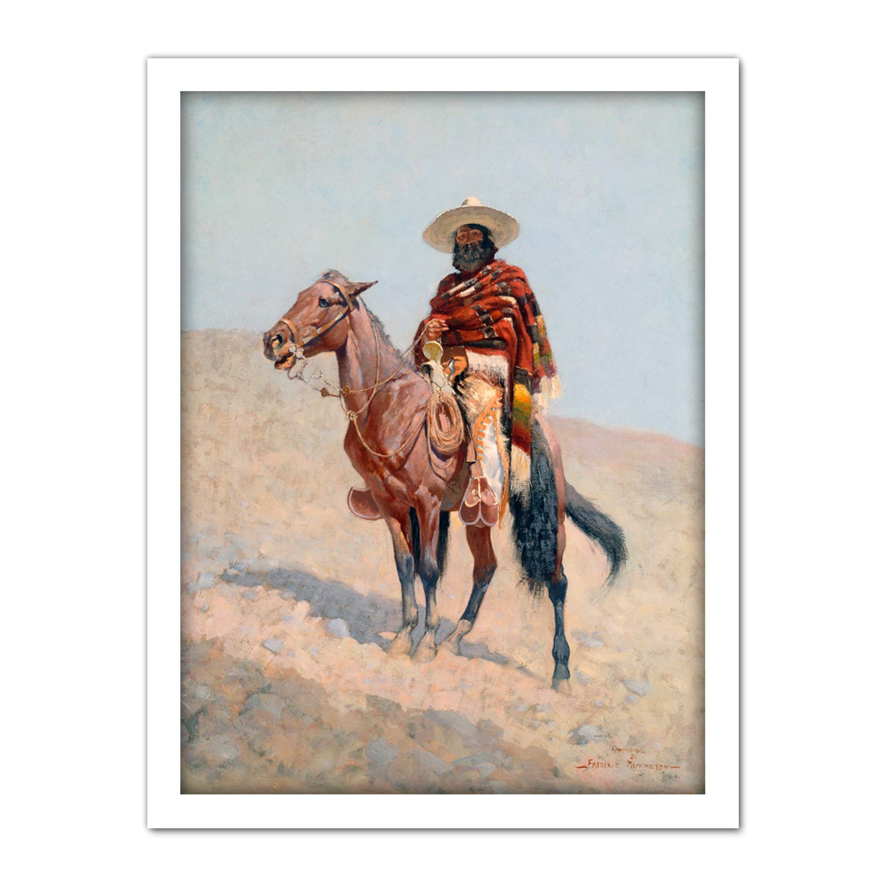 Remington Mexican Vaquero Horseman Painting Large Framed Art Print Poster Wall Decor 18x24 in