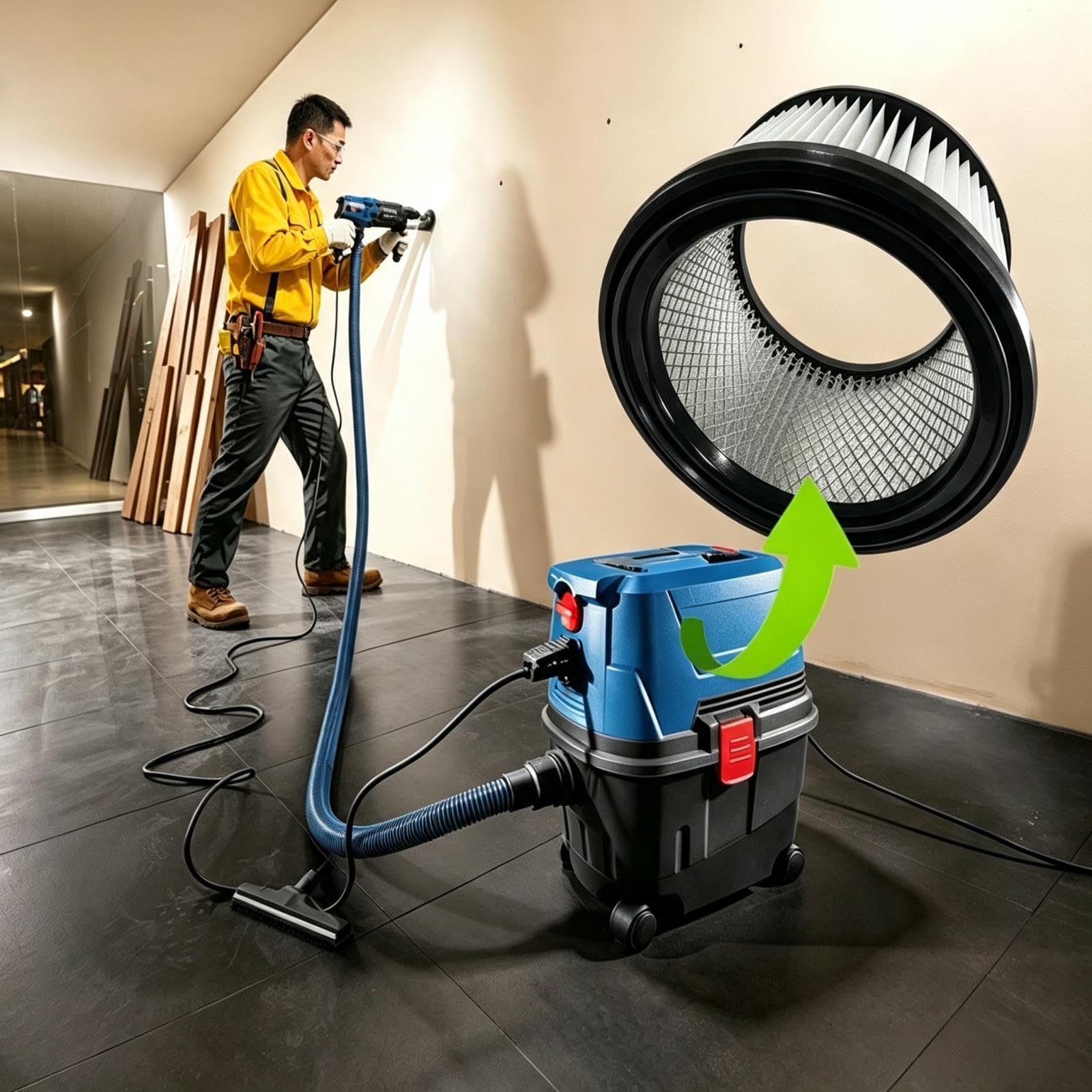 Filtro For Aspirapolvere A Secco E Umido Compatibile Con Bosch GAS15/15PS