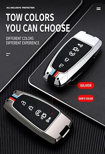 Miniatura 5 de ontto Soporte para llavero de 5 botones con funda de metal y silicona para llave de automóvil, elegante guante compatible con Ford para F-150 para