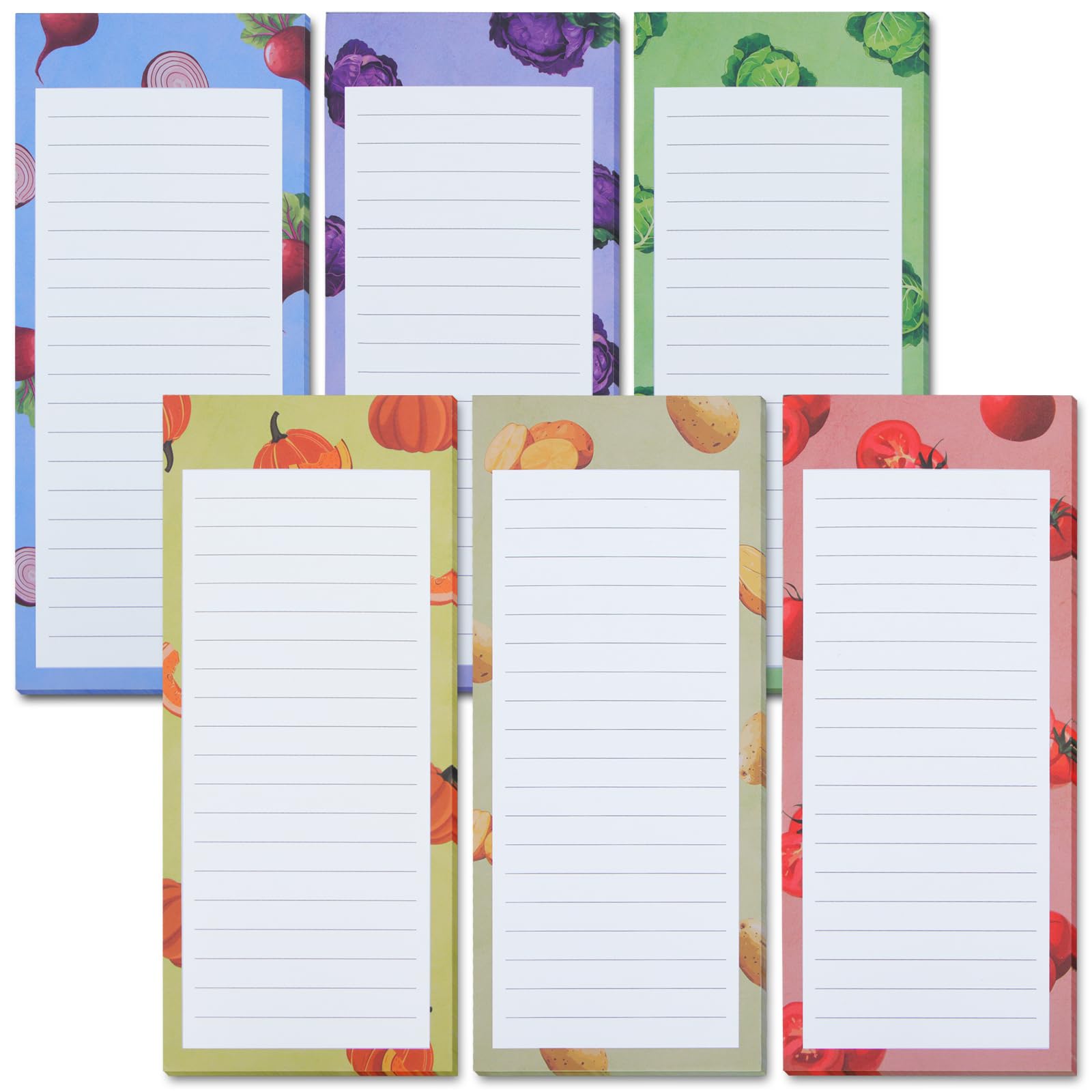 FLIPPED 6 Pack Magnetic Notepads for Refrigerator，Notepads Grocery List Magnet Pad for Fridge,Full Magnet Back Design Notepad for Grocery List,
