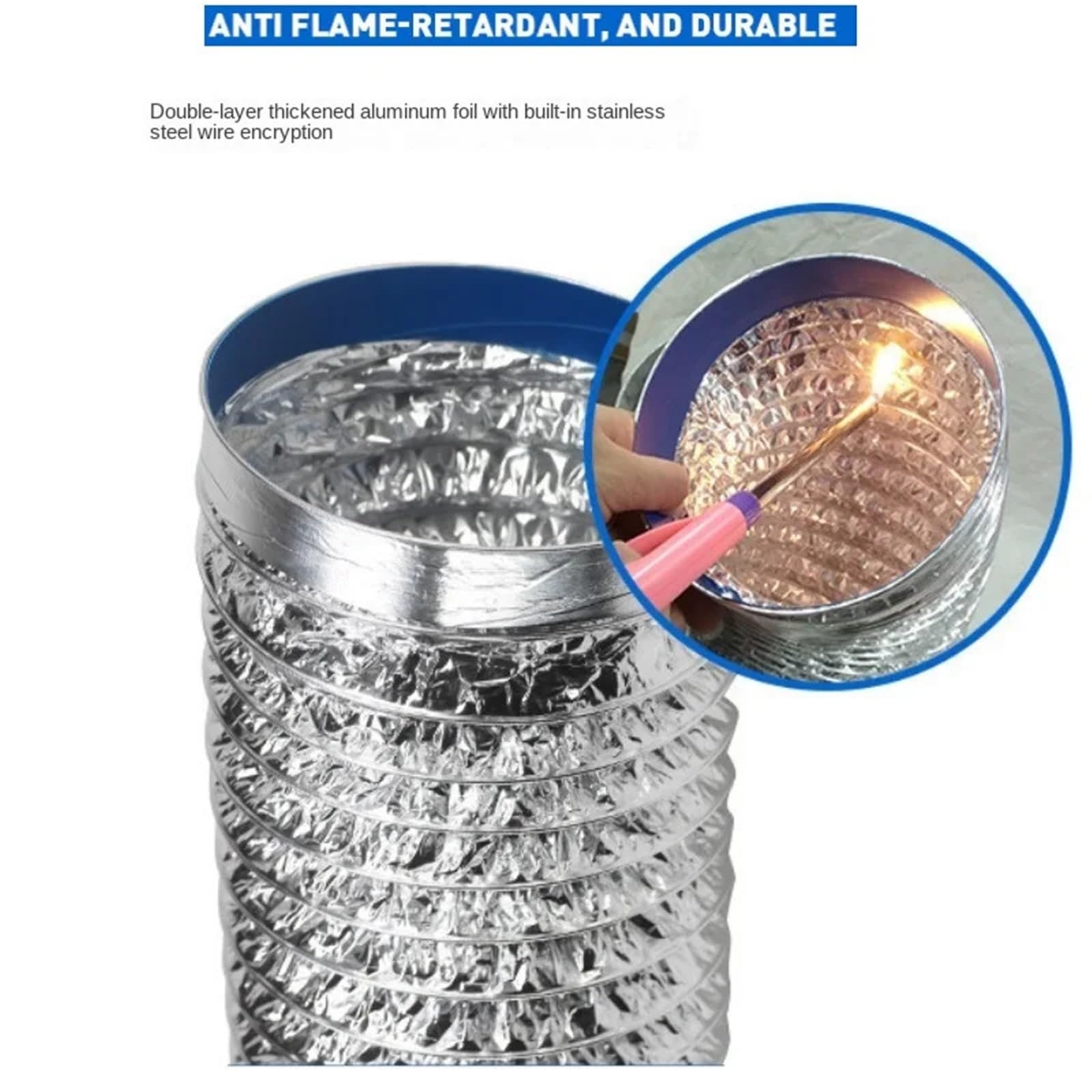 Tubo de ventilación papel aluminio cifrado, 2 uds., 2m, tubo humo escalable, salida cocina, manguera ventilador escape for baño para Campana Extractora(120mm)