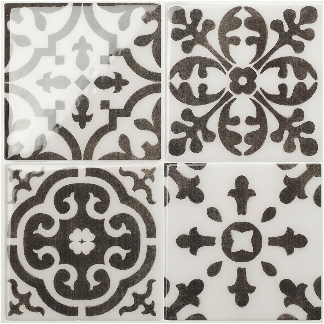 SMART TILES Peel and Stick Backsplash - 5 Sheets of 9" x 9" - 3D Adhesive Peel and Stick Tile Backsplash for Kitchen, Bathroom, Wall Tile