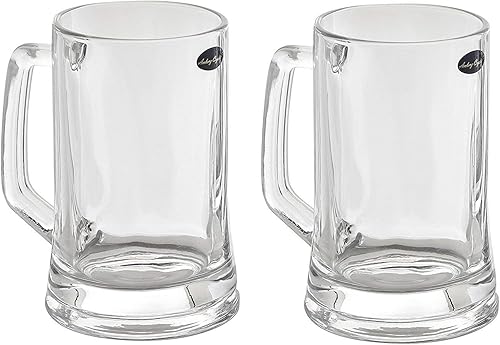 Amlong Crystal Taza de cerveza sin plomo – 12 oz (derecho para 1 botella), juego de 2