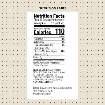 Finest Call Premium Mint Flavored Syrup Drink Mix, 1 Liter Bottle (33.8 Fl Oz), Pack of 3