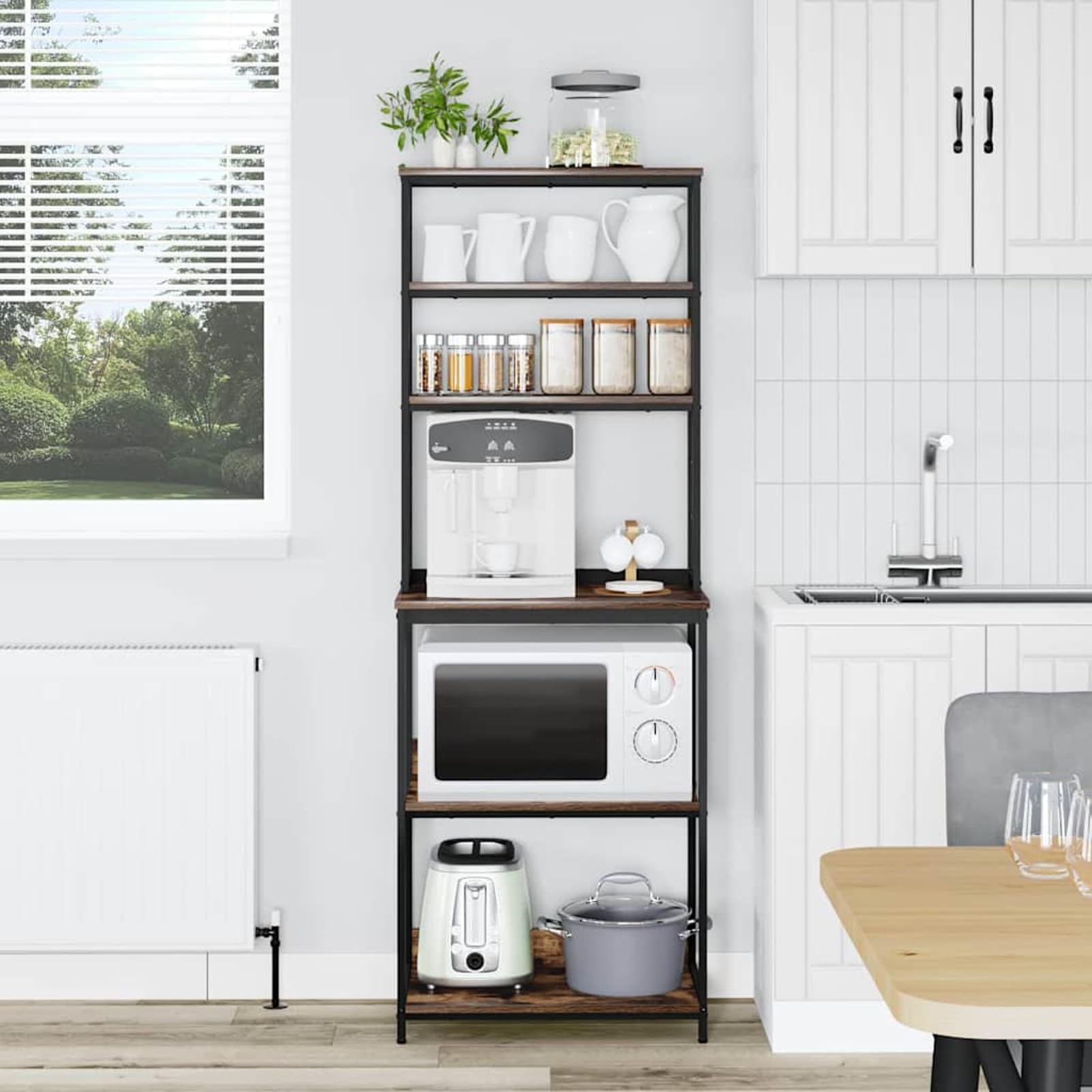 Gecheer Küchenregal industrieller Stil 60 x 40 x 168 cm Holzwerkstoff Regale stabilen Stahlrahmen rechteckige Form viel Platz für Kochutensilien und Deko-Objekte for Küchen und Essbereiche