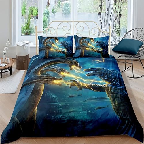 Miniatura 2 de Drgaon - Juego de funda de edredón para niños, tamaño individual, funda de edredón de dinosaurio, para adolescentes, niños y hombres, impresión 3D,
