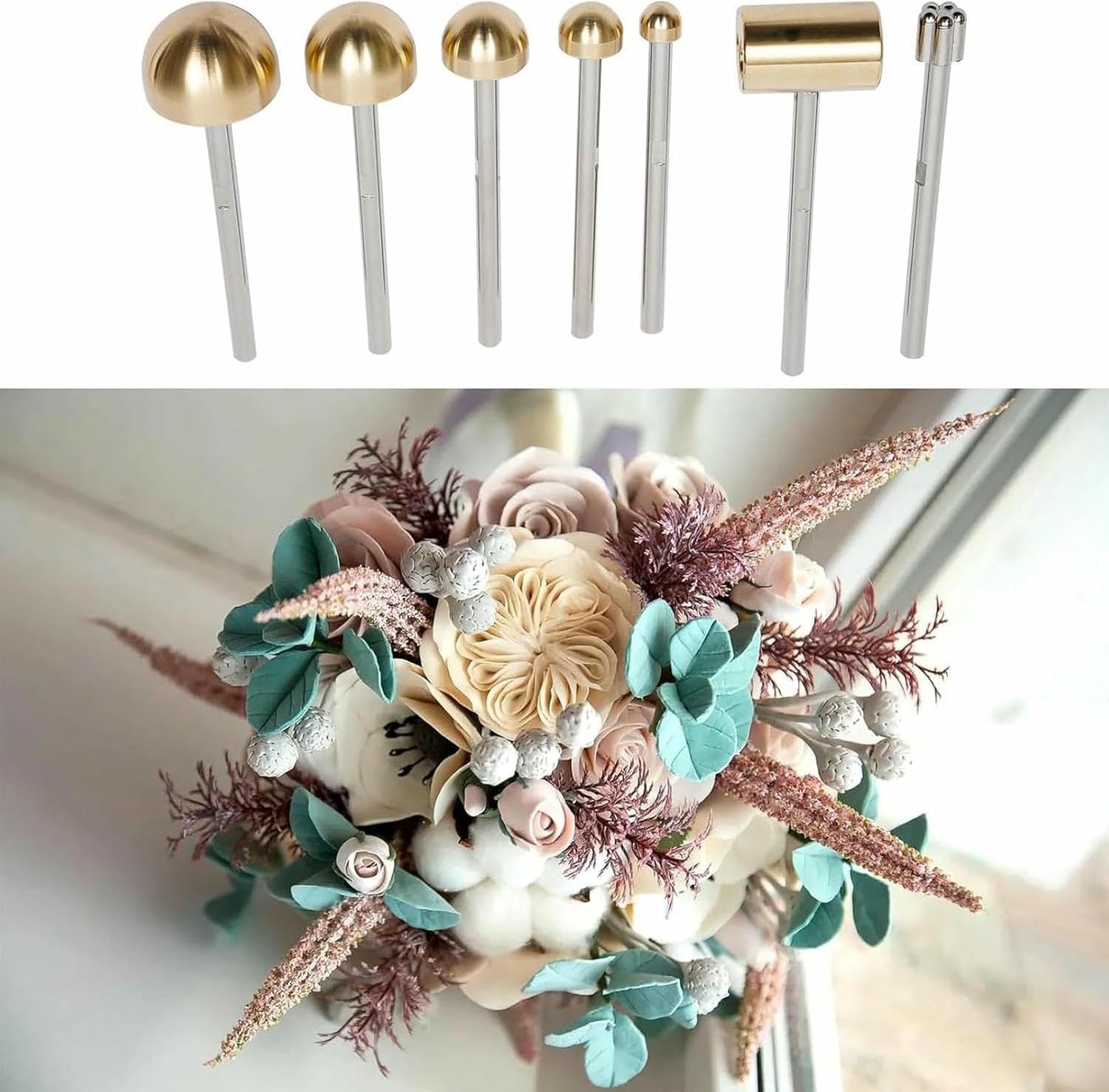 Electric Fabric Flower Making Tools with 17 Heads, Artificial Flower Ironing Machine, with Adjustable Temperature Anti-Scalding Bracket