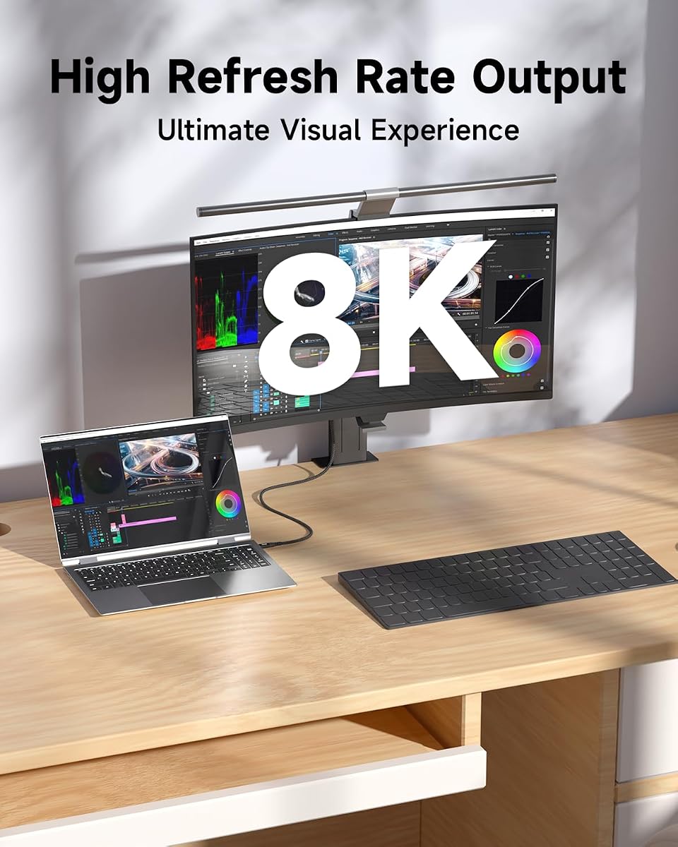 Thunderbolt 4, 40 Gb/s USB-C na USB-C 240 W PD3.1, USB-C: 3 m + 3 m | 8K/podwójny wyświetlacz 4K, pleciona konstrukcja,