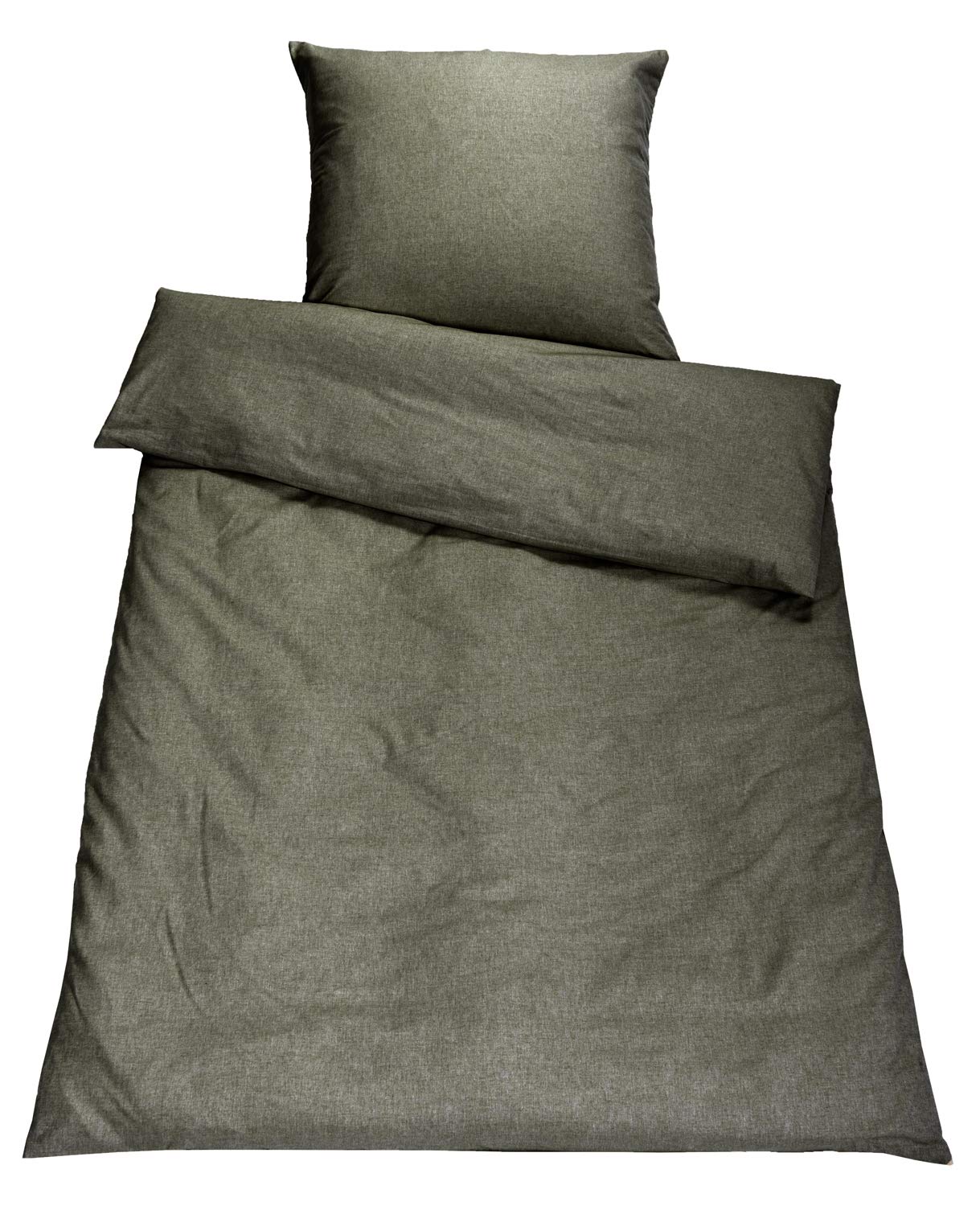 Parure de lit en polyester vert kaki 220 x 155 cm pour un couchage simple standard