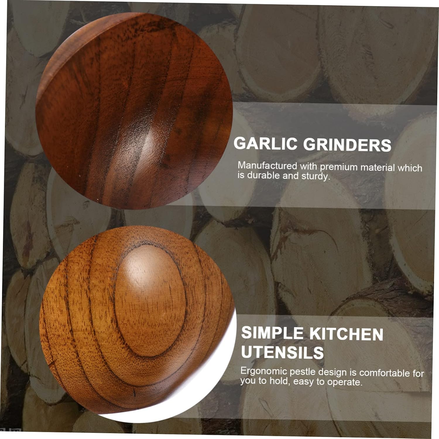 Wooden Garlic and Pestle Grinders Garlic Presser Tool for Kitchen Molcajete Mortar Pestle