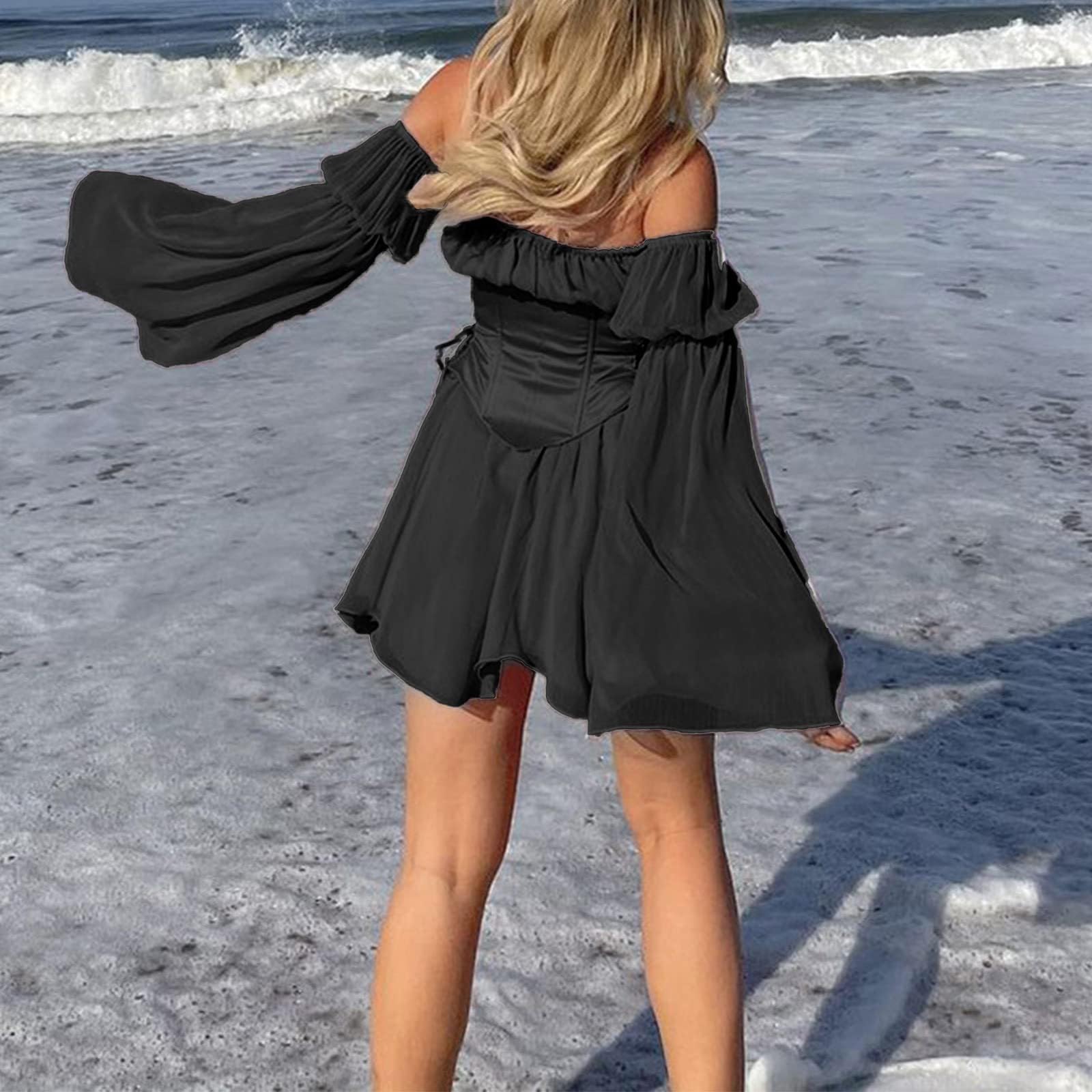 Didadihu Piratin Kostüm Piratenkostüm Damen Sexy Weißes Piratenkleid Piraten Feen Kleid Rüschenkleid Mit Langen Puffärmeln, Faschingskostüme Fasching Kostüm Frauen Damen