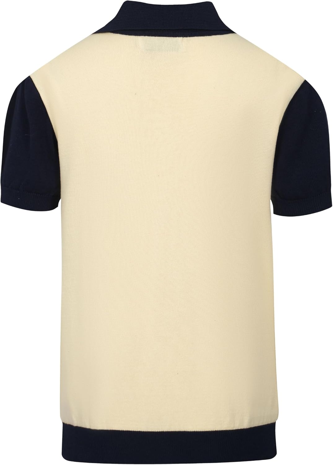 OXKNIT Knit Polo Shirts for Men, Dark Blue Star Vintage Polo Shirt Casual Short Sleeve Begie Golf T Shirts - Image 3