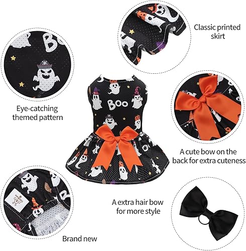 Miniatura 9 de CuteBone Vestido floral para niña, falda de cachorro, traje de gato, ropa para mascotas para perros pequeños, disfraz de cumpleaños, BF23XS