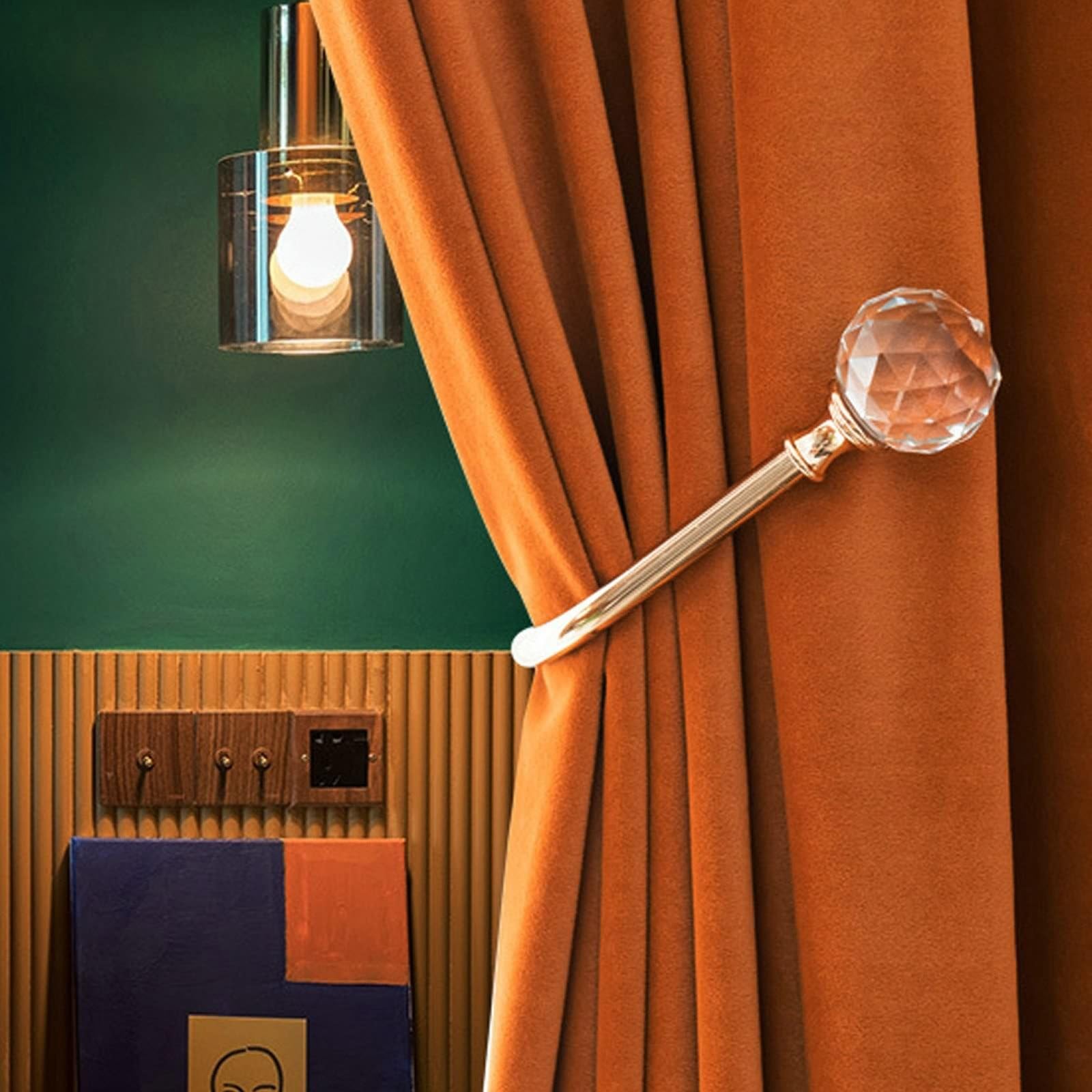 Rideaux occultants velours haut de gamme orange 107x115 cm pour salon