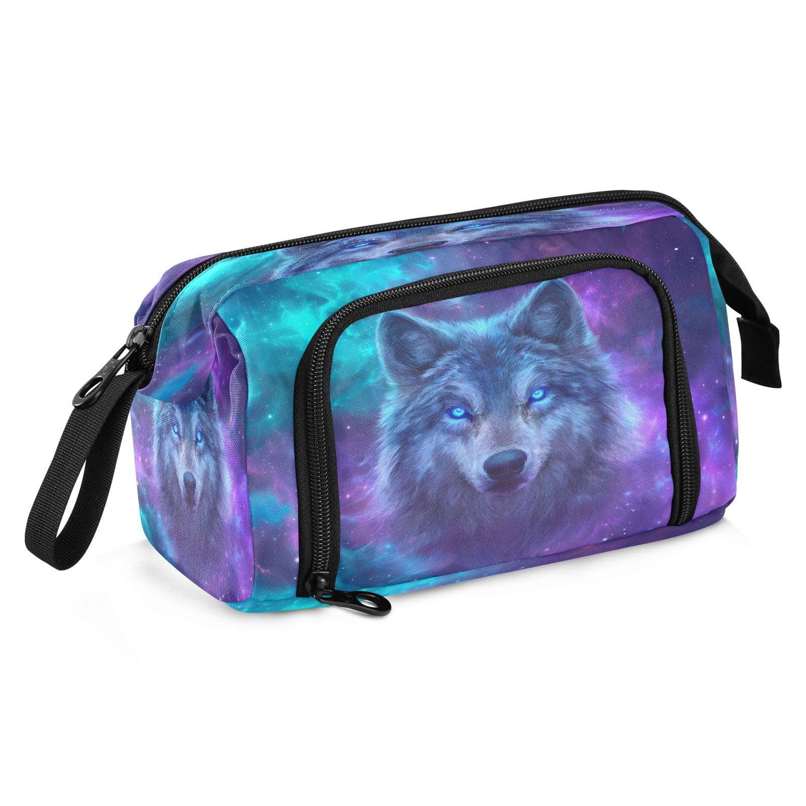 Mnsruu Big Capacity Pencil Case Nebula Wolf Pouch Pen Case Pencil Box Stationery Bag Makeup Bag Office Organizer for Adults — image 1
