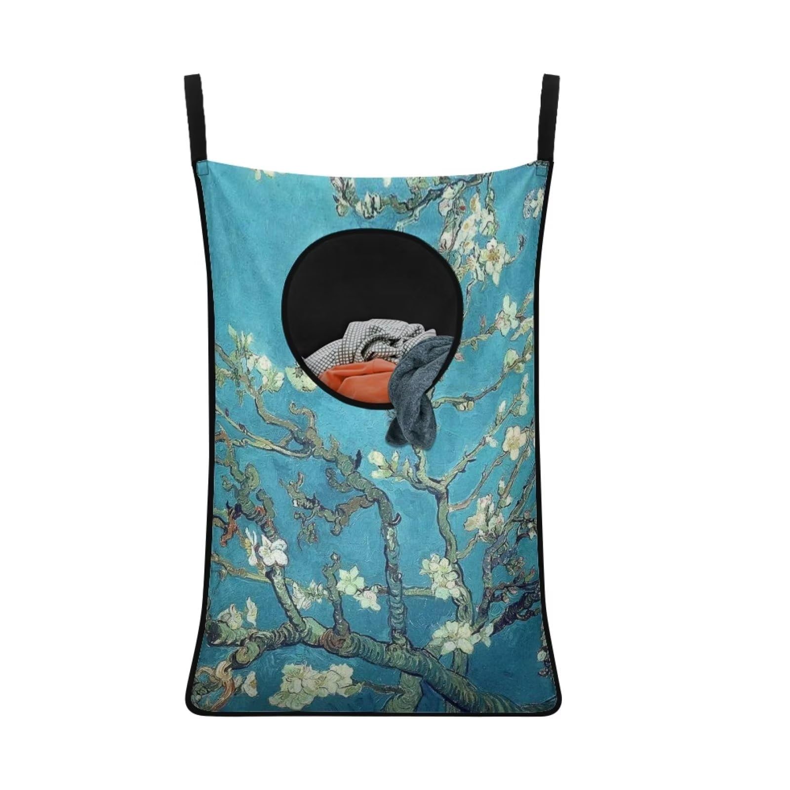 COEQINE Dirty Clothes Door Hanging Laundry Bag for Home Waterproof Zipper Laundry Storage Organzier for Home Decotation,Art Van Gogh Almond Blossoms Pattern