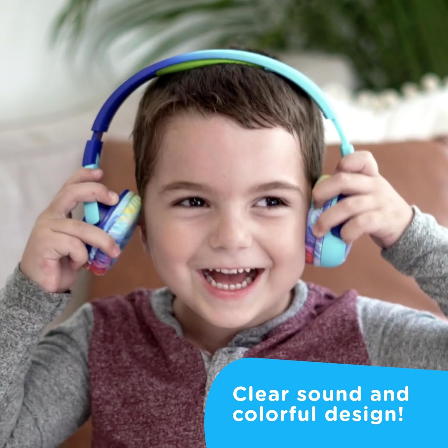 Move2Play, Kidz Bop, Bluetooth Headphones for Kids | Hi-Def Microphone & Speakers | 94dB Volume Limiting | Wireless | Adjustable | School Use | Gift 3 4 5 6 7 8+ Year Old Girls Boys