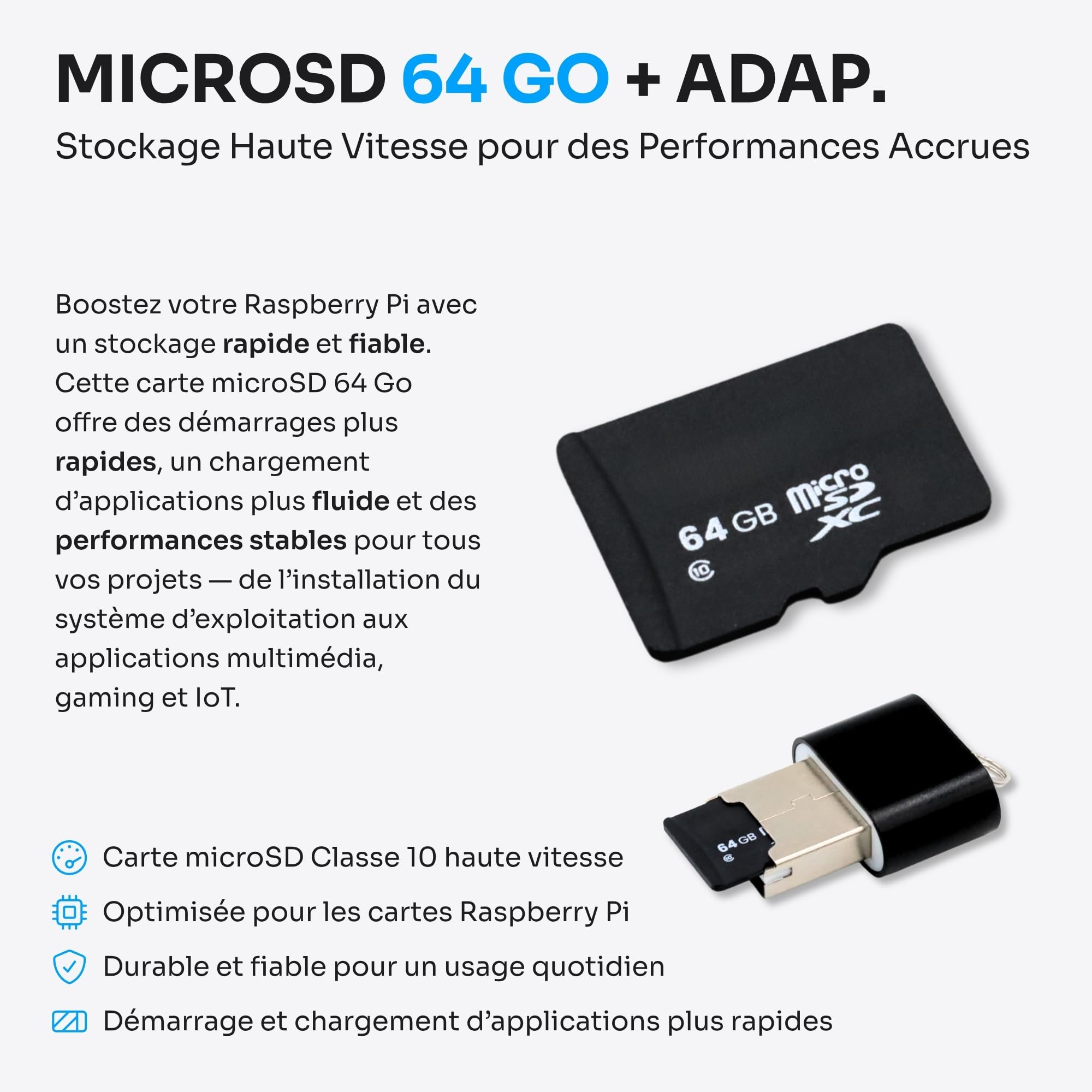 Starter Kit pour Raspberry Pi 5 4 Go | Carte MicroSD 64 Go | Alimentation 27 W | Boîtier avec Ventilateur Intégré et Dissipateur Thermique | Câble Micro-HDMI 4K 60 Hz
