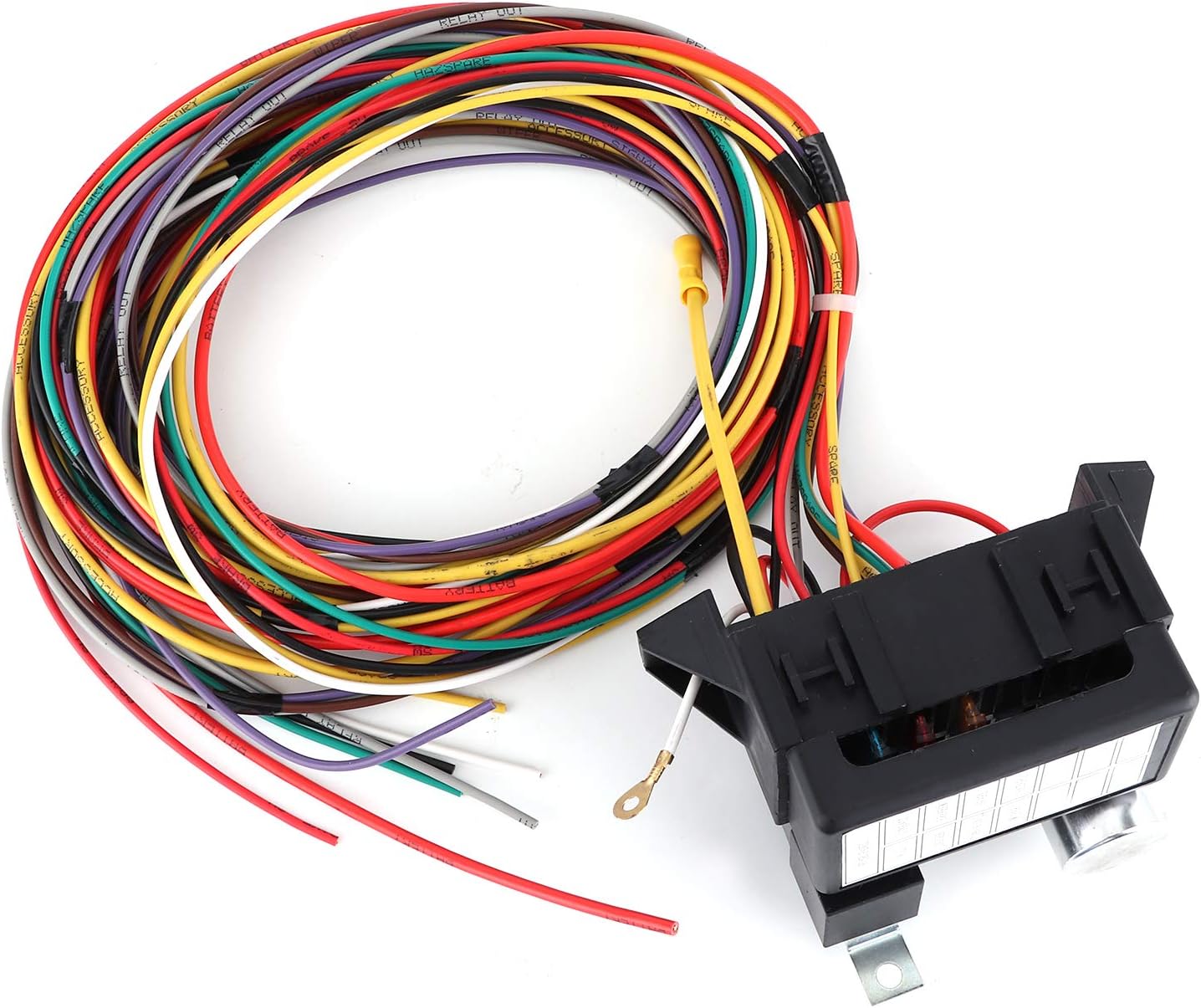 Rosvola Copper Wire 8 Circuit Wire Harness Kit, Universal, Plug and Play, Perfect for Hot Rods, Rat Rods, Gassers or Custom Applications