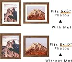 Brun 8x10 Cadre photo avec tapis pour 6x8 Affichage, cadre de photo murale pour bureau rustique pour horizontal et vertical, paquet de 1