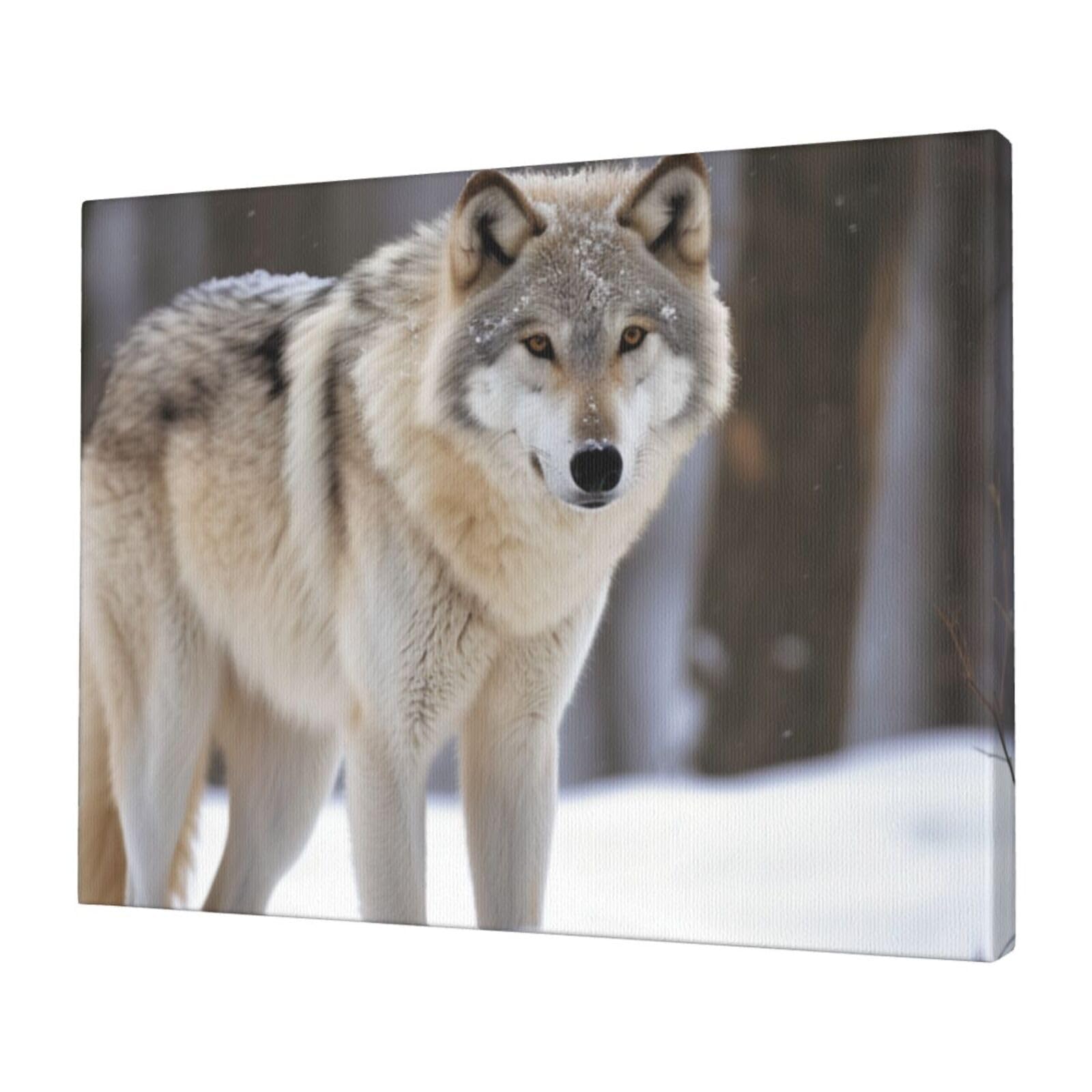 FodPand Canvas Wall Art for Living Room Wall Decor 12"x16" Modern Artwork Painting Pictures Hanging Canvas Prints wolf in the snow Aesthetic Wall Art for Bedroom Bathroom Office Wallart Decor