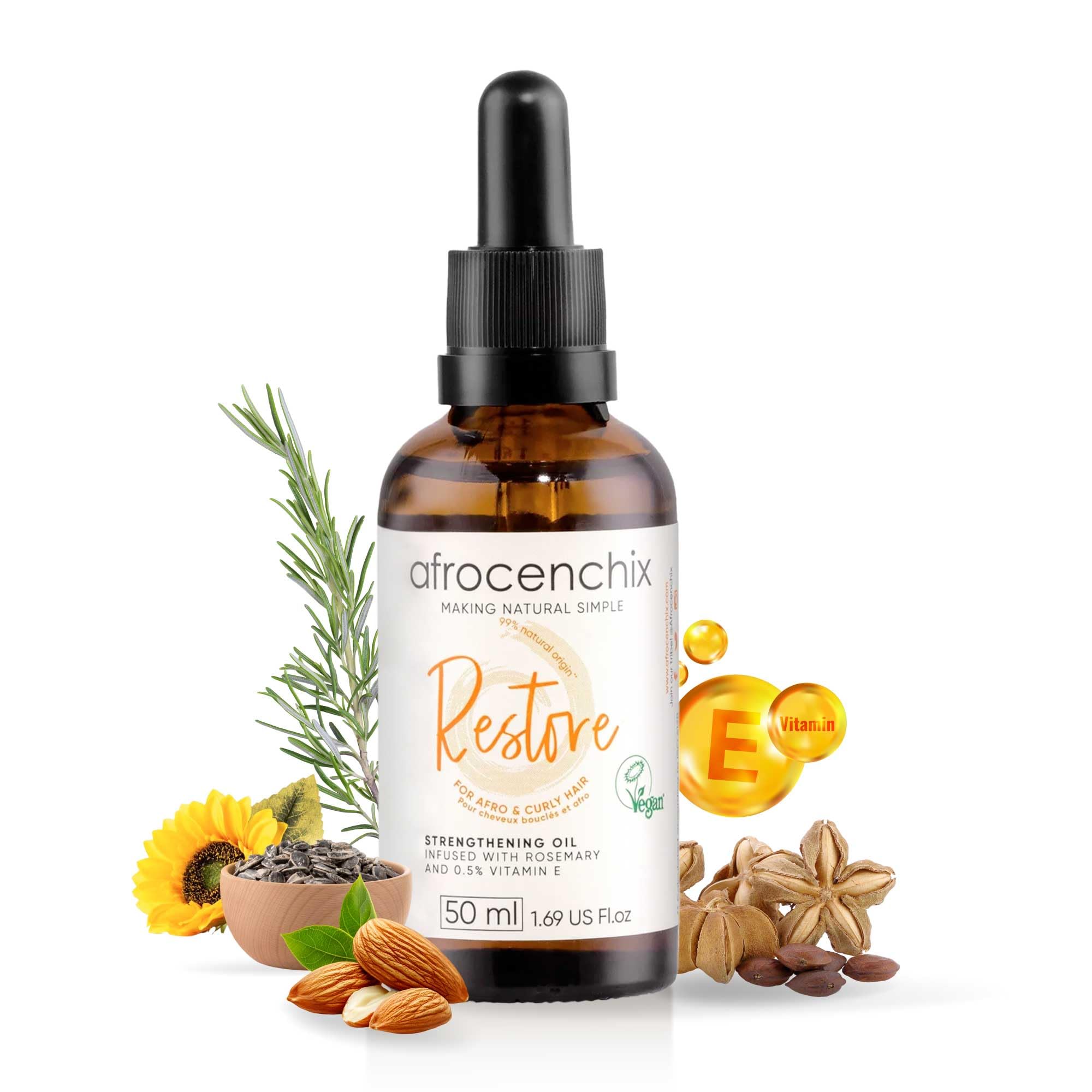 Afrocenchix Restore Damage Repair & Protection Hair Oil, with Omega 3