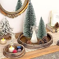 Vista 6 de 7 árboles de Navidad pequeños, cepillo para botellas, árboles de Navidad de sisal, nieve, árboles de pinos con base de madera, mesa de mesa, mini