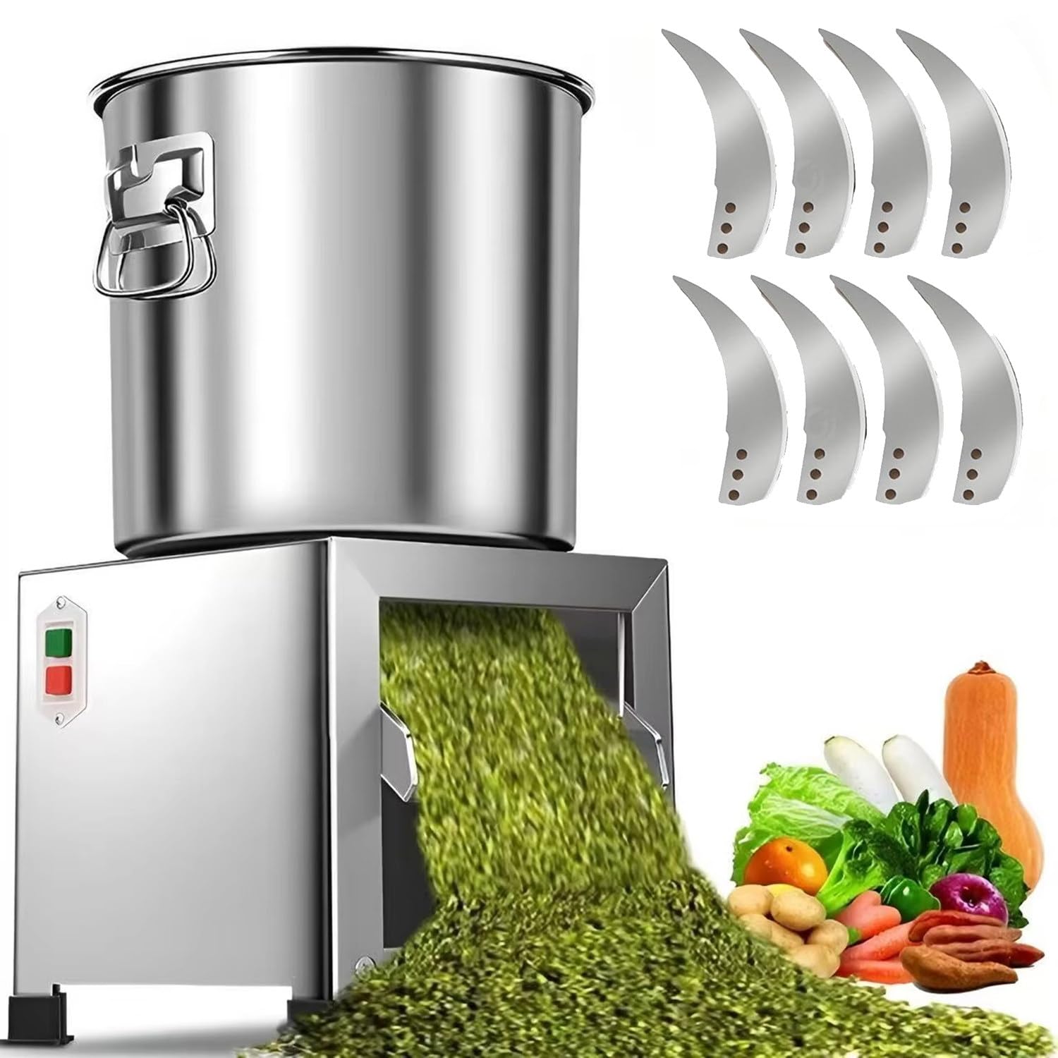Hachoir à Légumes électrique Professionnel à 8 Lames,Robot Culinaire Robuste,Broyeur en Acier Inoxydable 1800 W,pour Préparation D'aliments pour Volailles Et Animaux