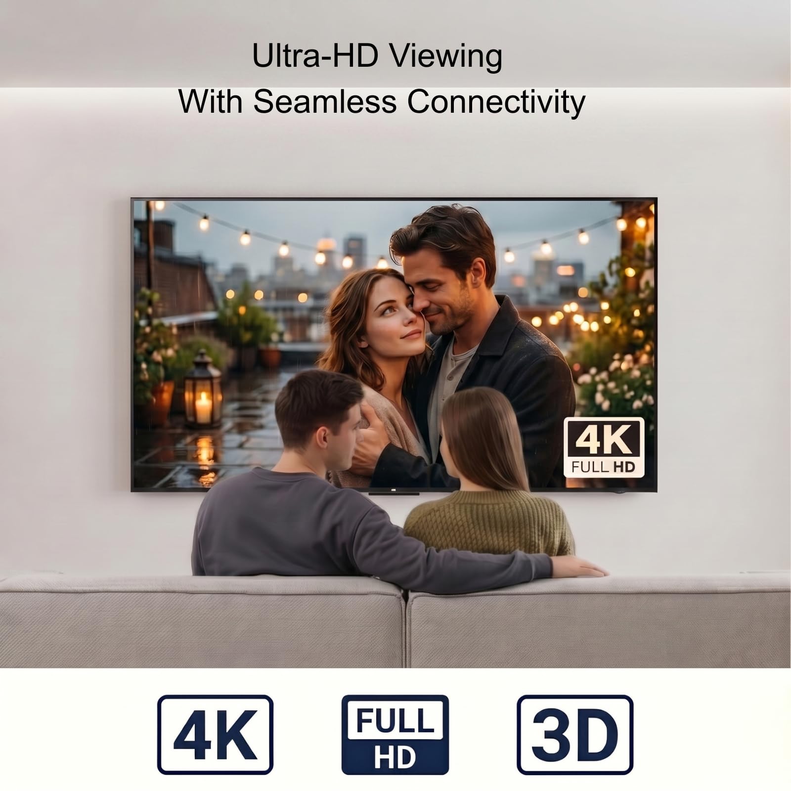 Switch HDMI 3 Porte, Commutatore HDMI 4K 30Hz con Cavo da 56 cm, 3 Ingressi 1 Uscita, Splitter HDMI Hub, Auto & Manual Switch, per PS4, Xbox, Sky Q, Fire Stick, Roku, PC, TV, Monitor