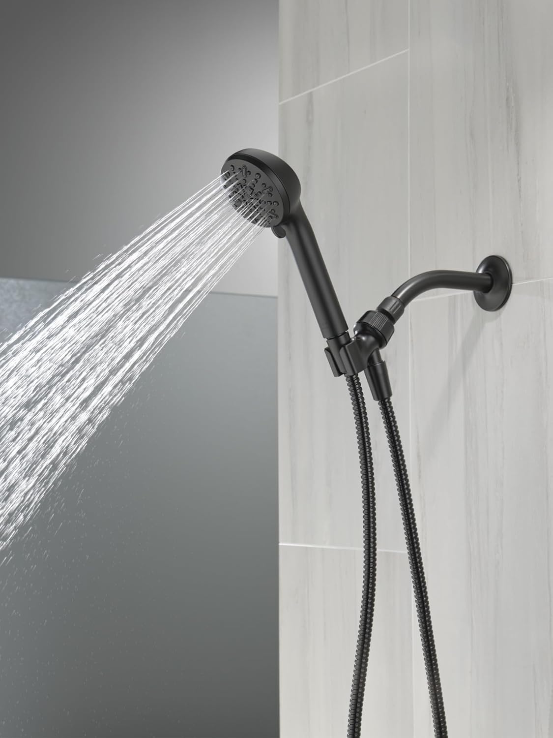 Faucet 4-Setting Handheld Shower Head, Bla Shower Head with Hose,