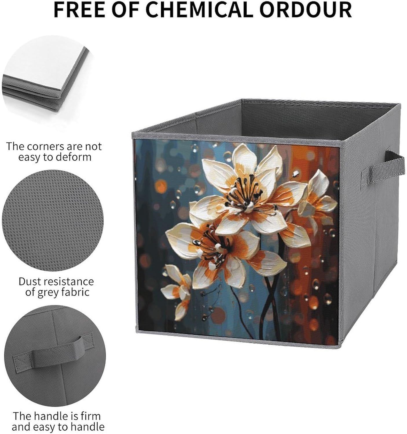 Modern Flower Storage Cubes Set of 6 Storage Bins with Handles Collapsible Storage Basket Fabric Storage Box for Shelves Large Closet Shelf Organizer for Organization 11 Inch