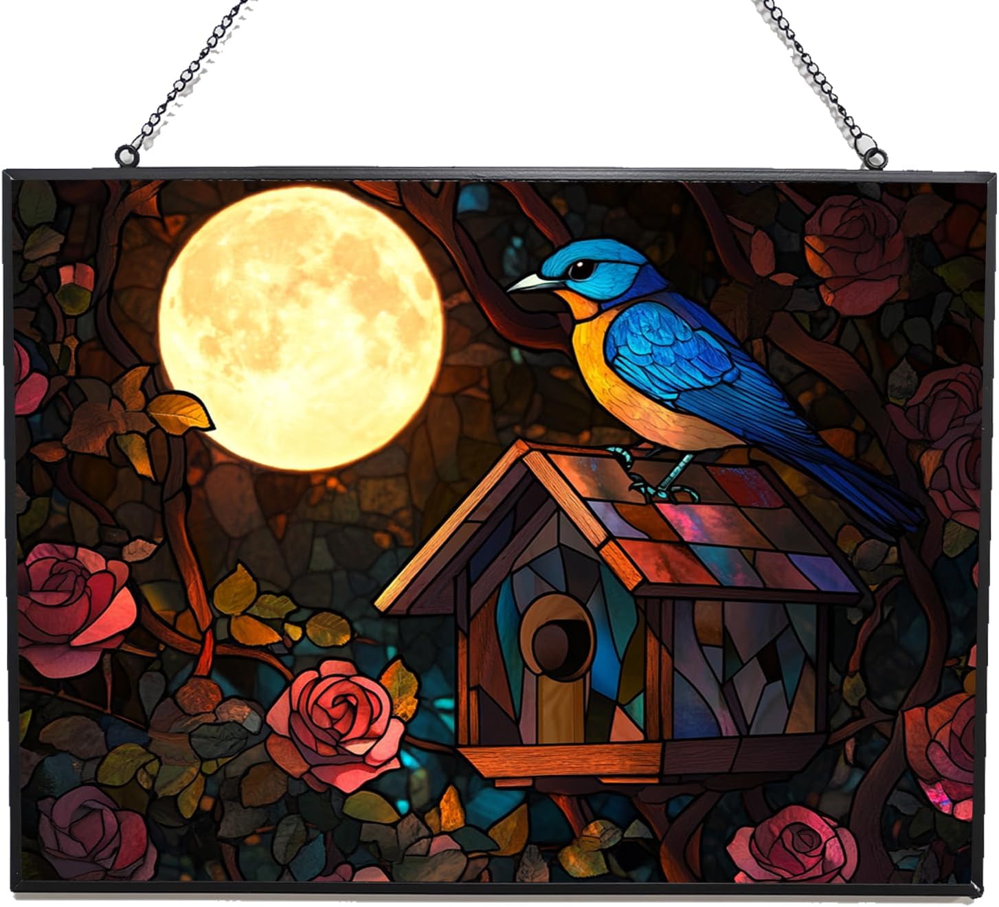 Personalized Rectangle Cartoon Chicken with Eggs Suncatcher Stained Glass Stained Glass Window Hanging Home Decor Garden Halloween Christmas Wedding Housewarming Gifts