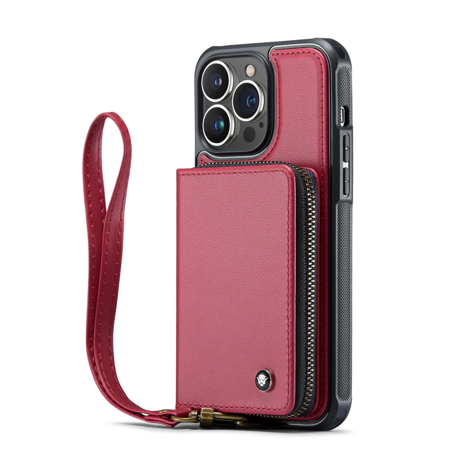 Portefeuille cuir iPhone 16 Pro Max rouge protège-écran silicone - 7