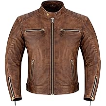 Men's Motorbike Leather Jacket Distress Zip Up Bikers Riding Protection Motorcycle Leather Jackets