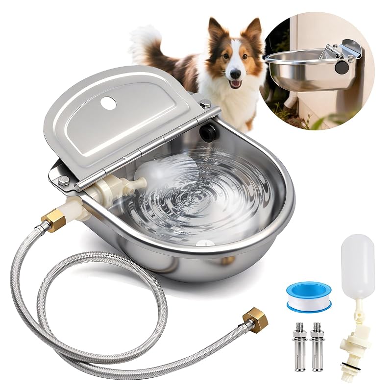 Bebedouro automático para cães em aço inoxidável 304, instalação na parede, 3 L CBKKLHY